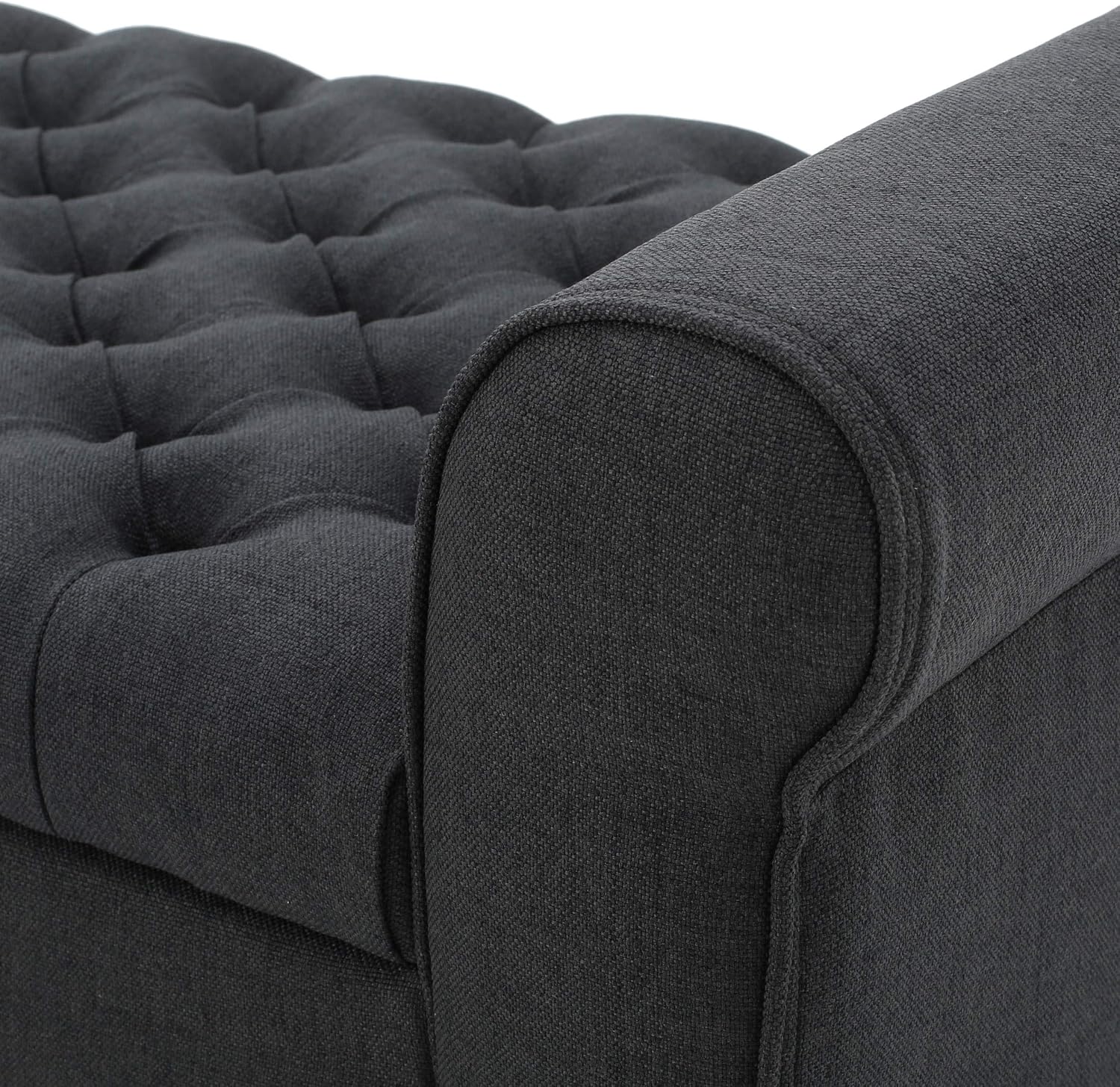 Christopher Knight Home Keiko Fabric Armed Storage Bench, Dark Grey, 19.50”D x 50.00”W x 19.25”H
