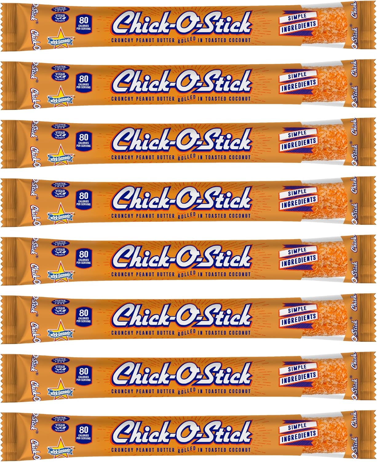 Atkinson's Chick-O-Stick - Crunchy Peanut Butter Rolled in Toasted Coconut - Gluten Free, Kosher, Vegan