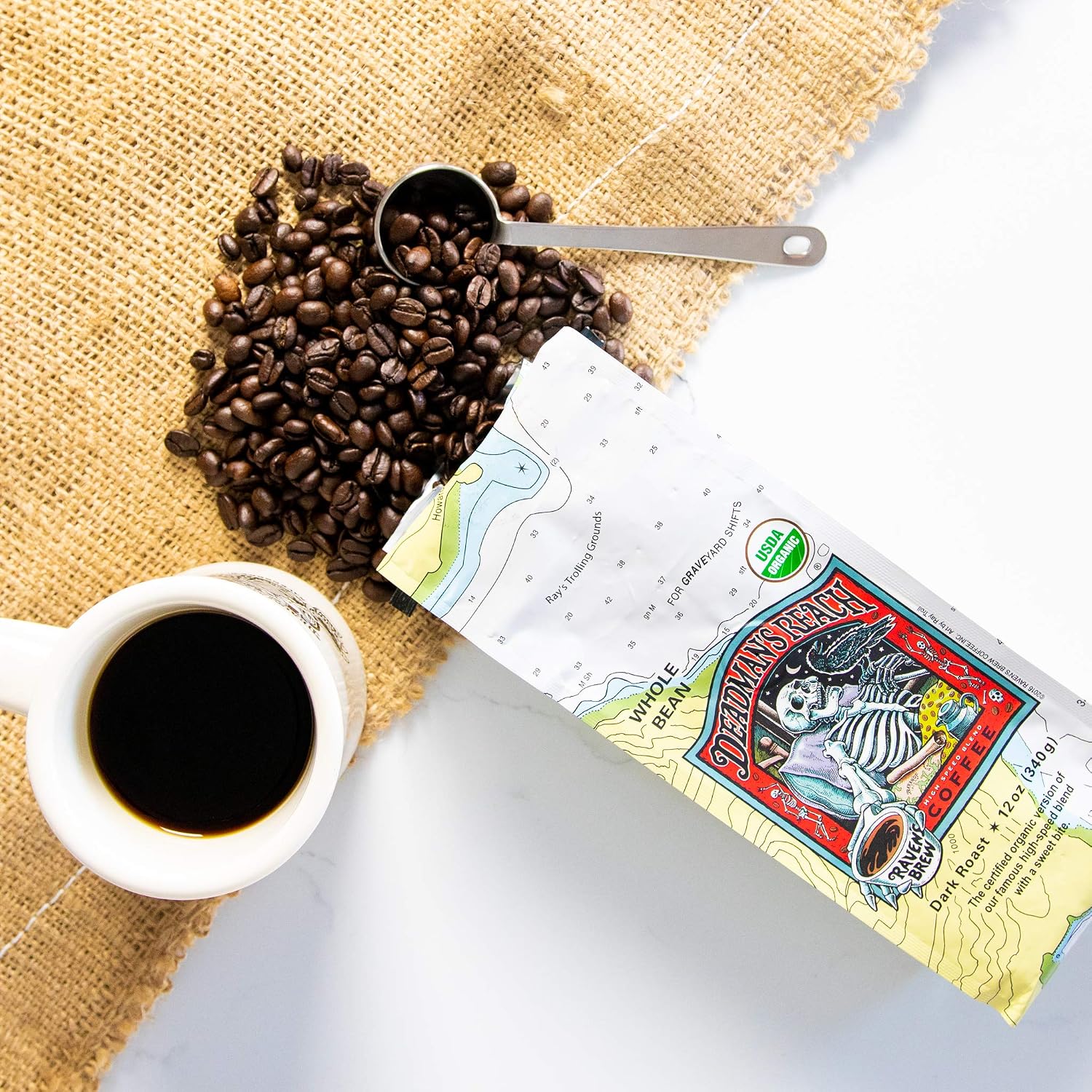 Raven's Brew Coffee Three Peckered Billy Goat, 12 Ounce - Dark Roast - Full Body with a Long Sweet Finish (Organic Ground, 12 oz)