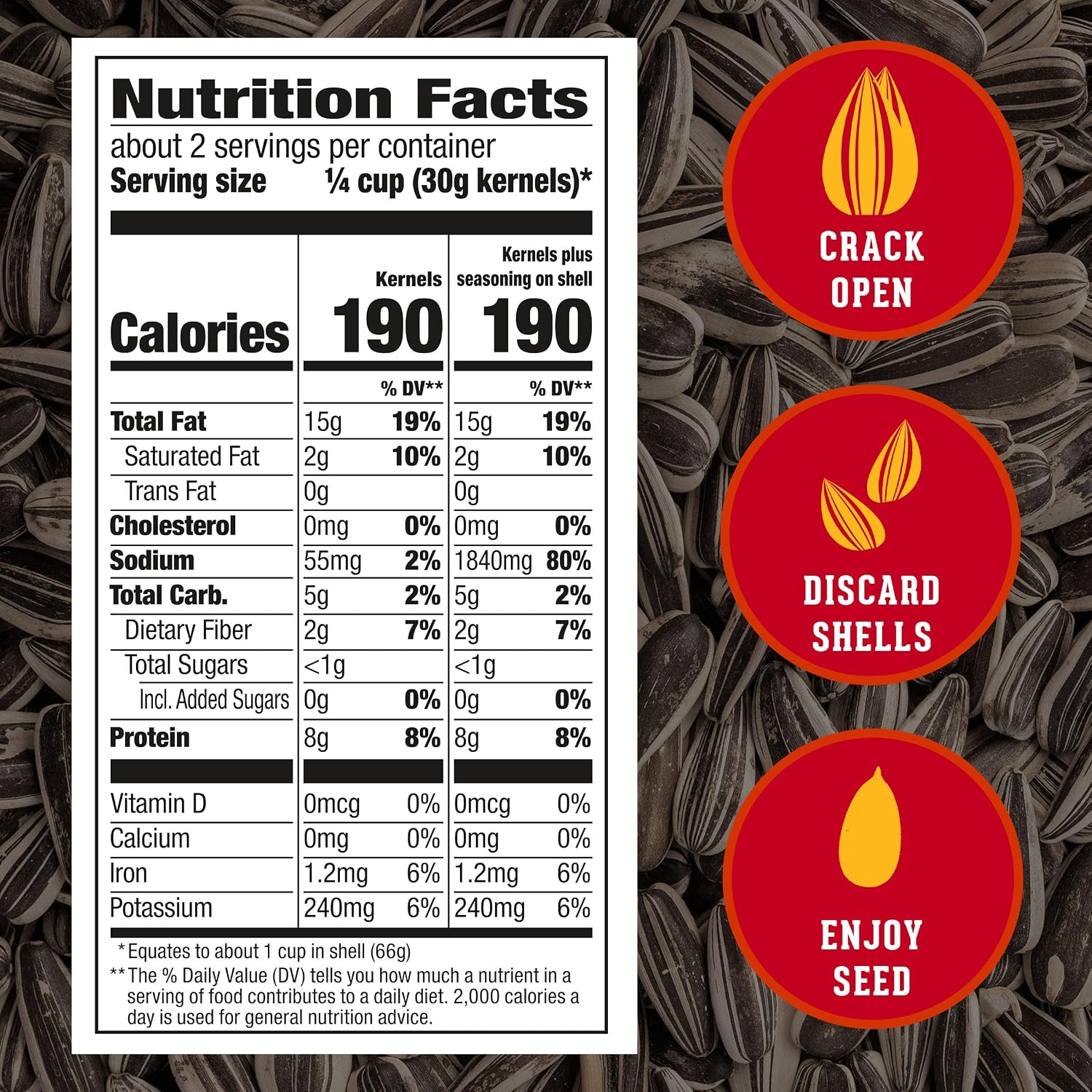 DAVID SEEDS Roasted and Salted Original Jumbo Sunflower Seeds, Keto Friendly, 5.25 Oz, 12 Pack