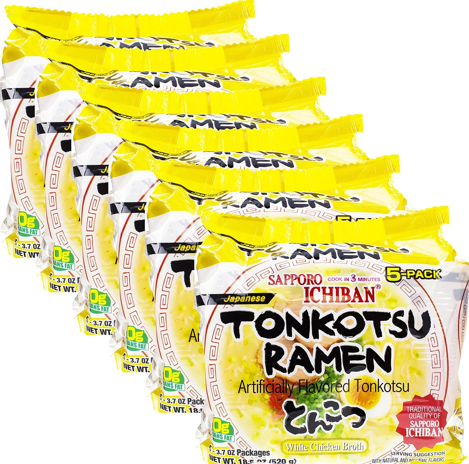 [SAPPORO ICHIBAN] Ramen Noodles, Tonkotsu Flavor, No. 1 Tasting Japanese Instant Noodles 3.5 Oz. (3.7 Ounce (Pack of 24))