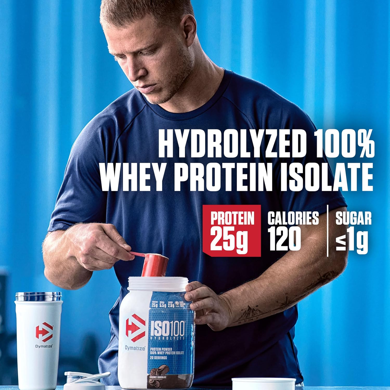 Dymatize ISO100 Protein Powder, 100% Whey Isolate, Gourmet Chocolate | 25g Protein, Hydrolyzed, Fast-Absorbing, Supports Muscle Health, 5.5g BCAAs, Gluten-Free, 76 Servings, 5 lb