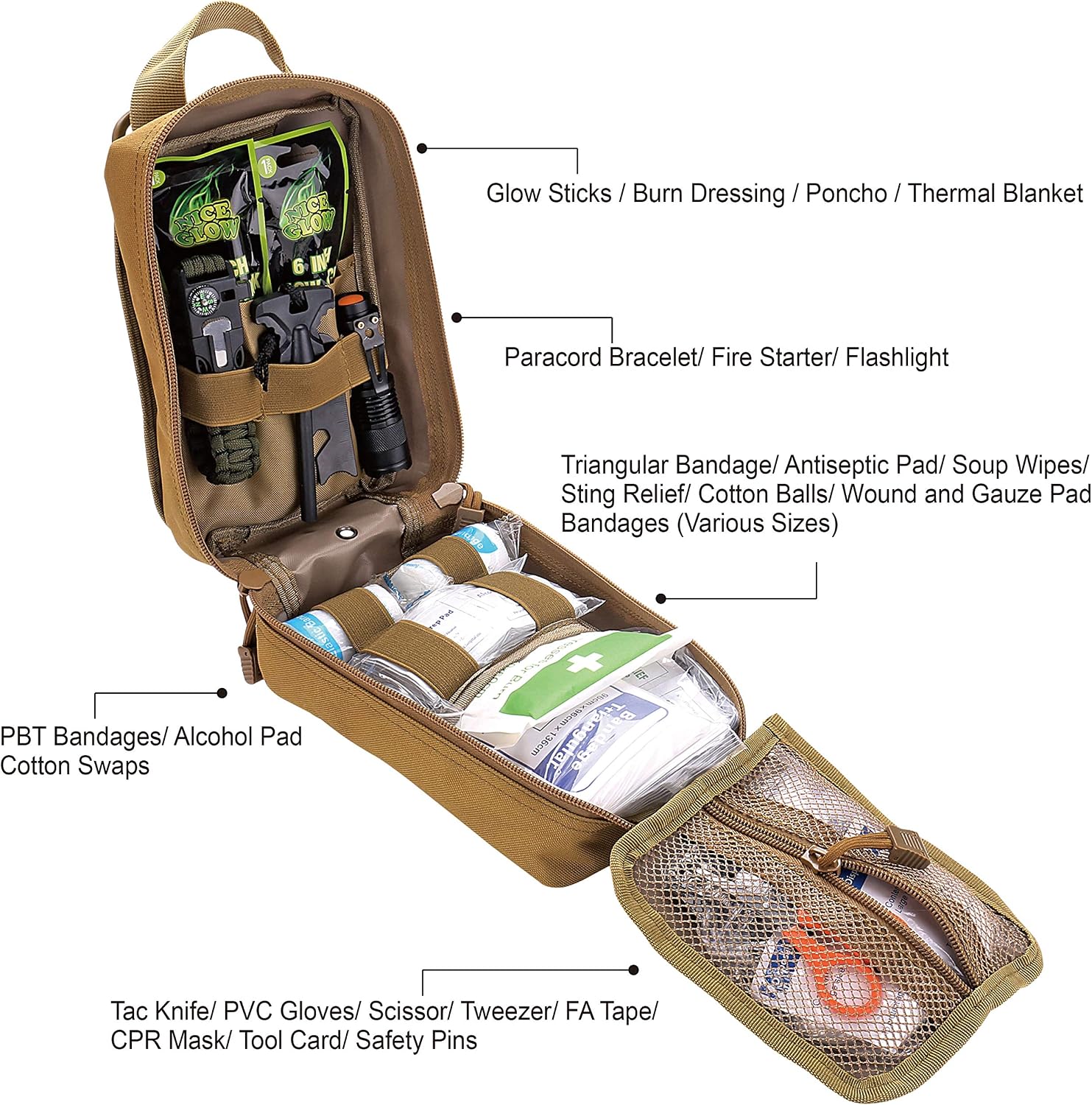 EVERLIT 250 Pcs Survival First Aid Kit | IFAK Outdoor Survival Kit Emergency Kit For Camping Hiking Hunting Earthquake Emergency Preparedness