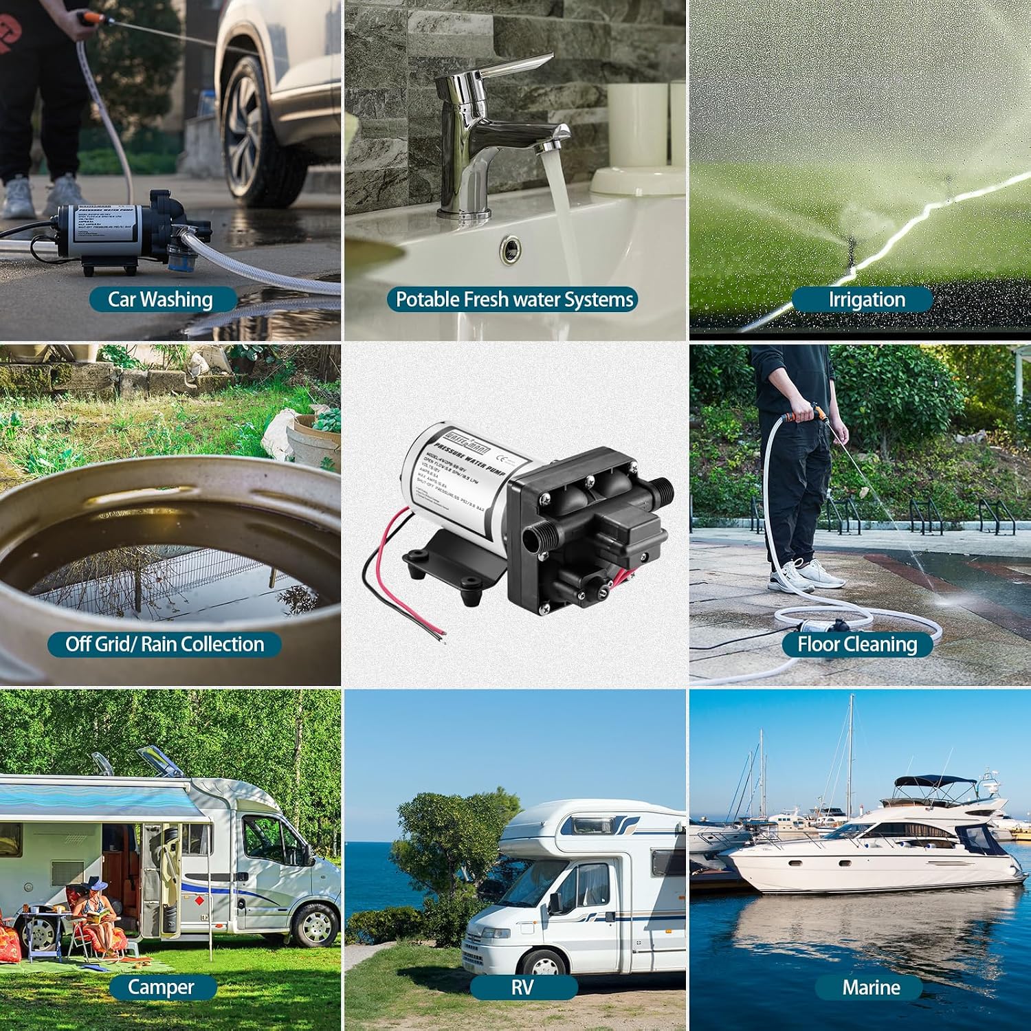 RV Water Pumps 115V AC Pressure Pump with Pressure Switch, Self-priming Water Pump 4.0GPM 45PSI, Fresh Water Pump for RV, Kitchen Barthroom Camping Marine Yacht Garden Diaphragm Pump115volt