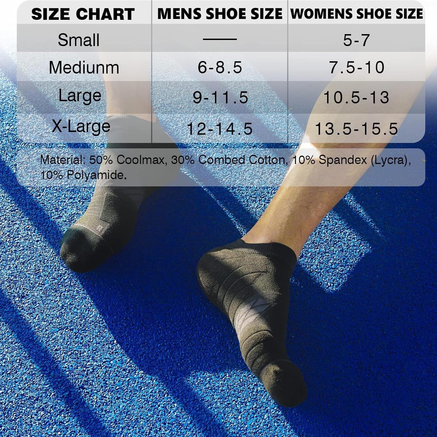 Hylaea Unisex Coolmax No Show Athletic Running Socks, Cushioned No Blisters