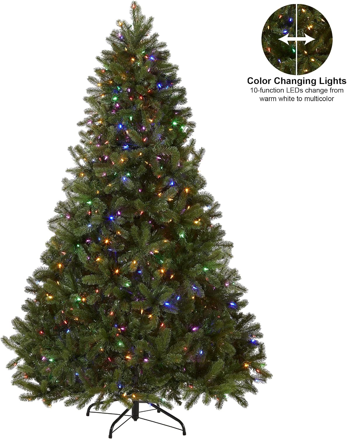 National Tree Company 7.5ft Pre-Lit Downswept Douglas Fir Christmas Tree | 750 LED Lights, 1,867 Tips, 10 Light Functions, PowerConnect, Foot Pedal, Includes Stand, Artificial, Green