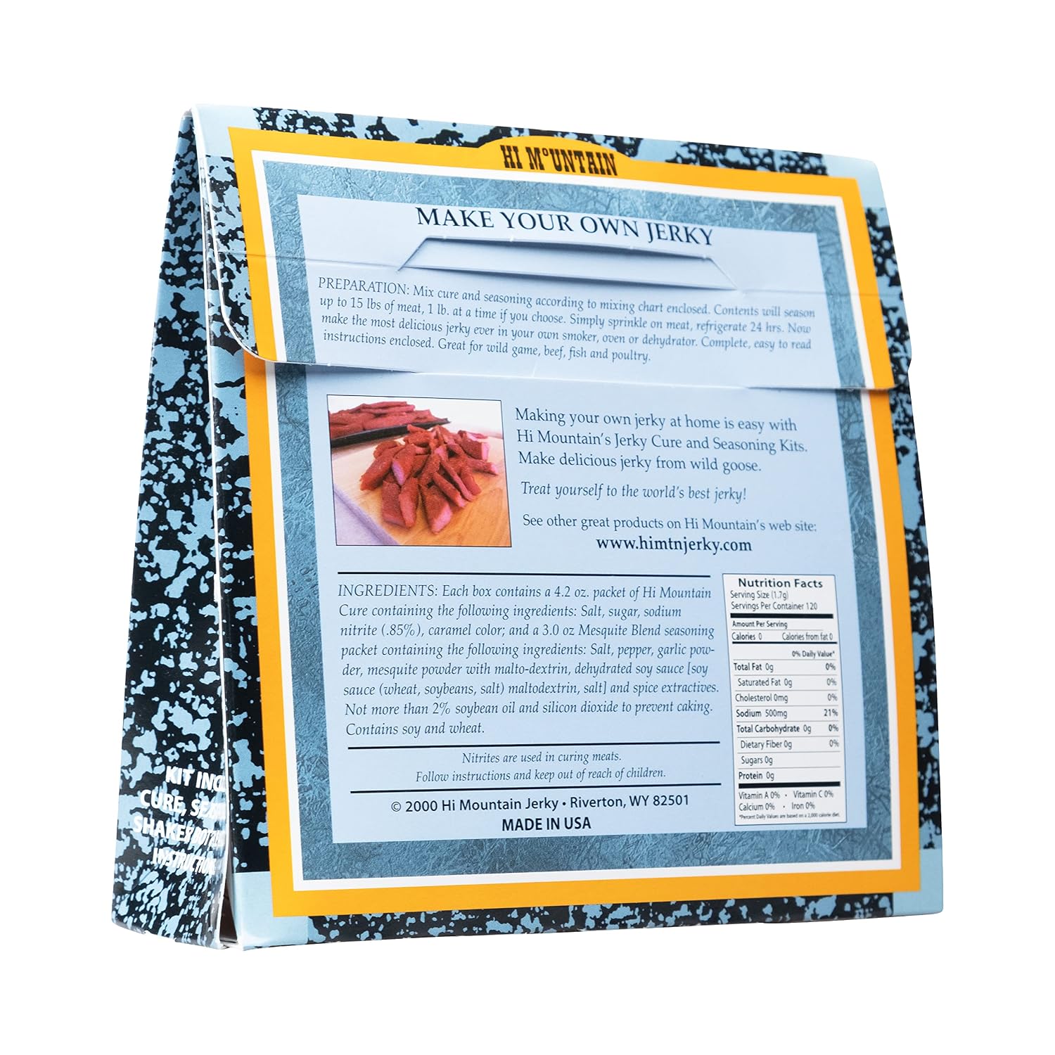 Hi Mountain Goose Jerky Seasoning & Cure Kit | MEQUITE | Makes 15 lbs | Make homemade goose, duck & waterfowl jerky with bold mesquite smoke flavor for smoker, dehydrator & oven