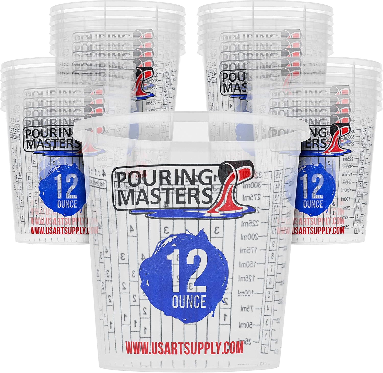 Pouring Masters 40 Ounce (1200ml) Graduated Plastic Mixing Cups (Box of 24)