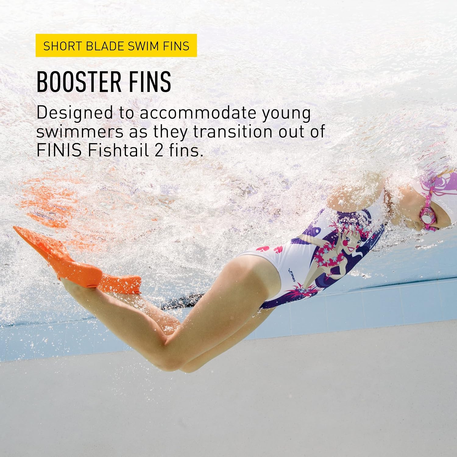 FINIS Booster Swim Fins for Kids - Floating Rubber Fins - Teaches Kick Technique - Open-Toe Design - Comfortable Fit