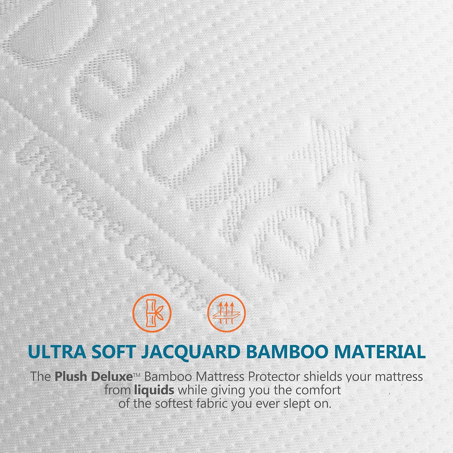 PlushDeluxe Bamboo Waterproof Mattress Protector, Queen Size, Ultra Soft