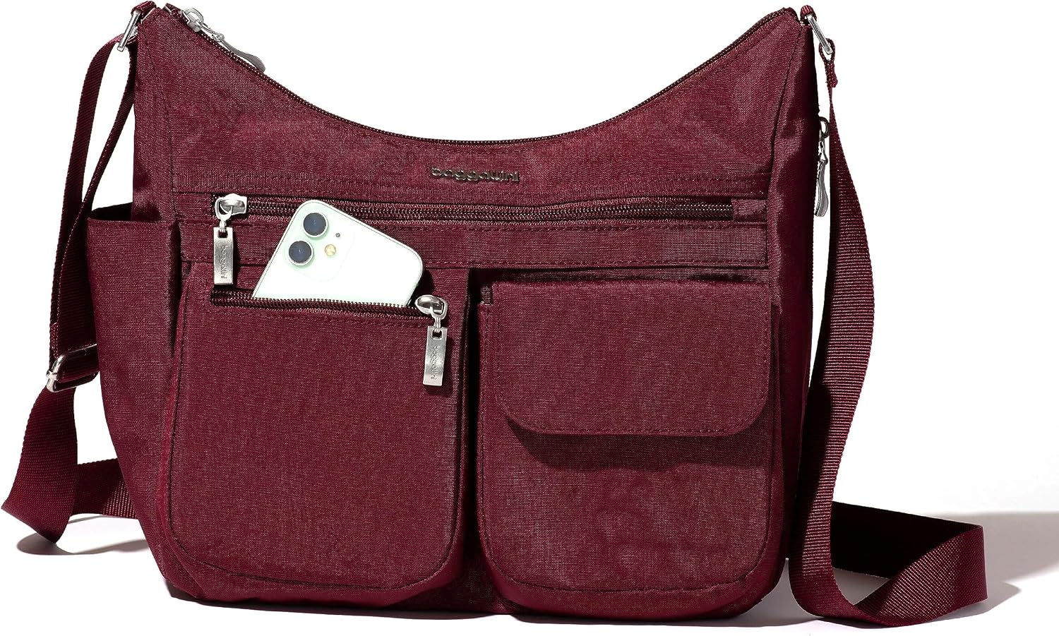 Baggallini womens Everywhere Bagg Crossbody Women 11x9 Lightweight Nylon Hobo Water-resistant Travel Bag W/Rfid
