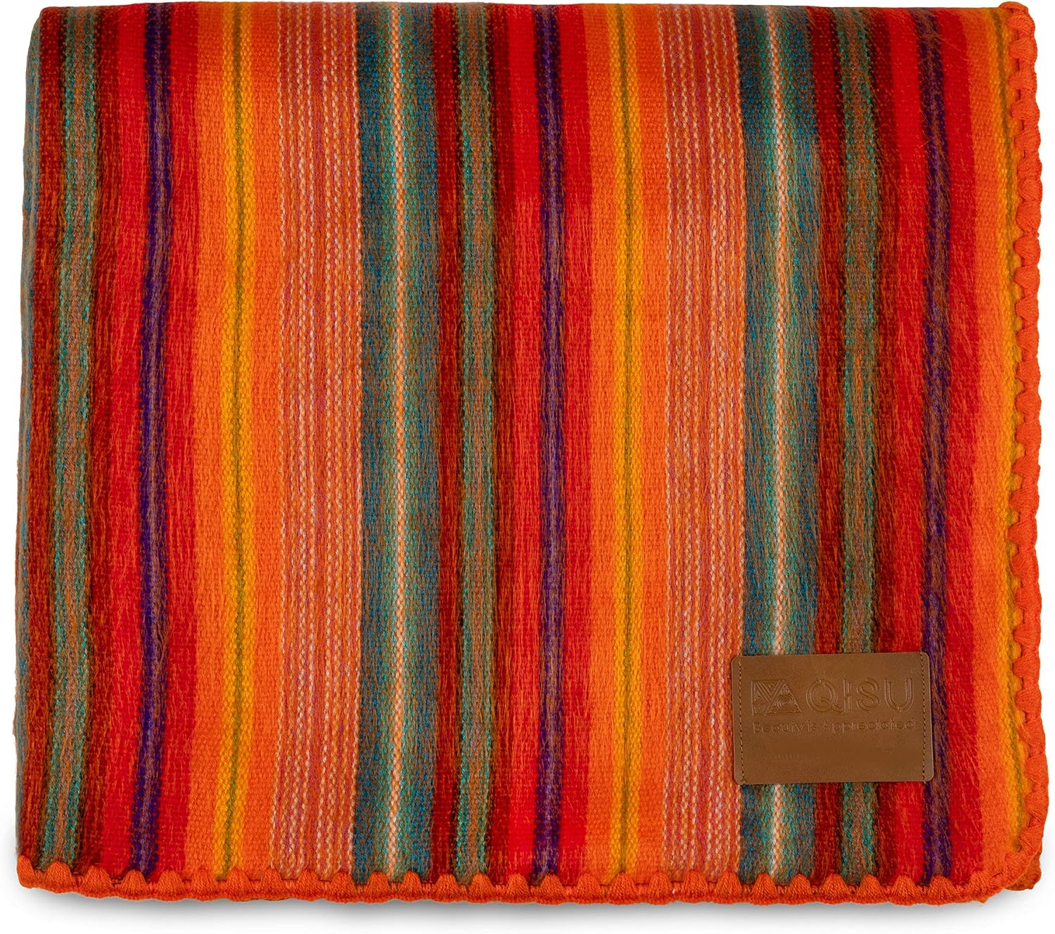 QISU Alpaca Wool Blanket Throw | Large, Beautiful, Warm, Variegated | 85 x 65 inches | Ultra-Soft, Hypoallergenic and Breathable | Non-Itchy or Scratchy Fabric (Green Variegated)