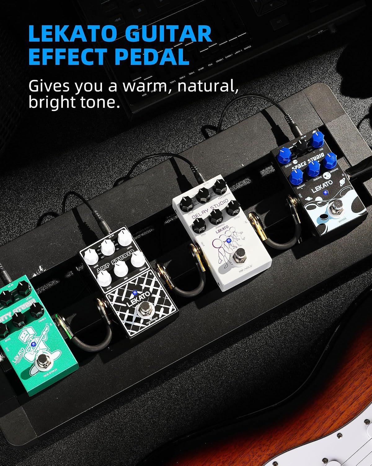 LEKATO Looper Guitar Pedal Guitar Loop Pedal Tuner Pedal 9 Loops 40 Minutes Record Time Unlimited Overdubs for Electric Guitar Bass (Black)
