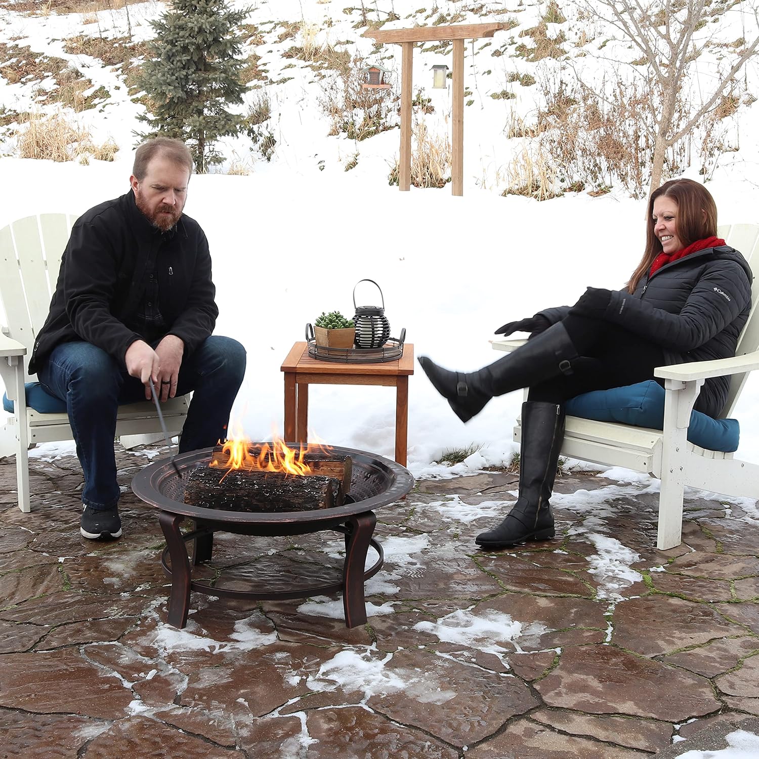 Sunnydaze 29-Inch Elevated Wood-Burning Fire Pit Bowl with Stand