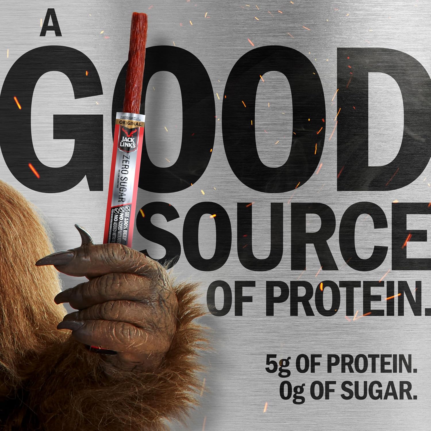 Jack Link's Original Beef Jerky Sticks - Made with 100% Real Beef - Ready to Eat Real Meat Protein Snacks - 6g Protein per Serving - 0.92 oz Meat Stick, 20 Count