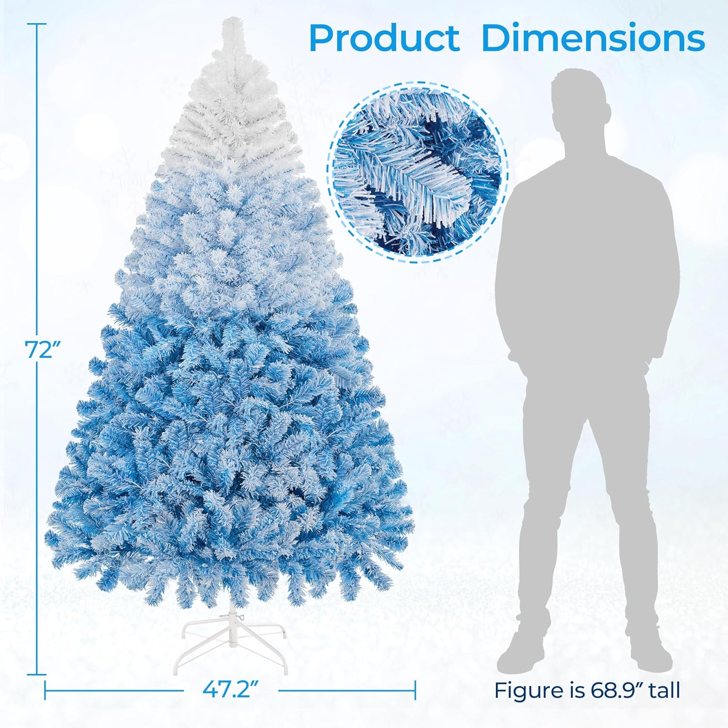 Yaheetech 7.5ft Pre-Lit Snow Flocked Artificial Christmas Tree, 550 Lights