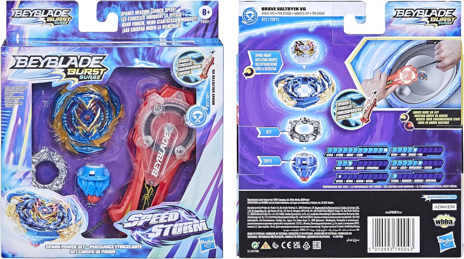 Bey Blade Burst Surge Speedstorm Spark Power Set - Battle Game Set with Sparking Launcher and Right-Spin Battling Top Toy, Red