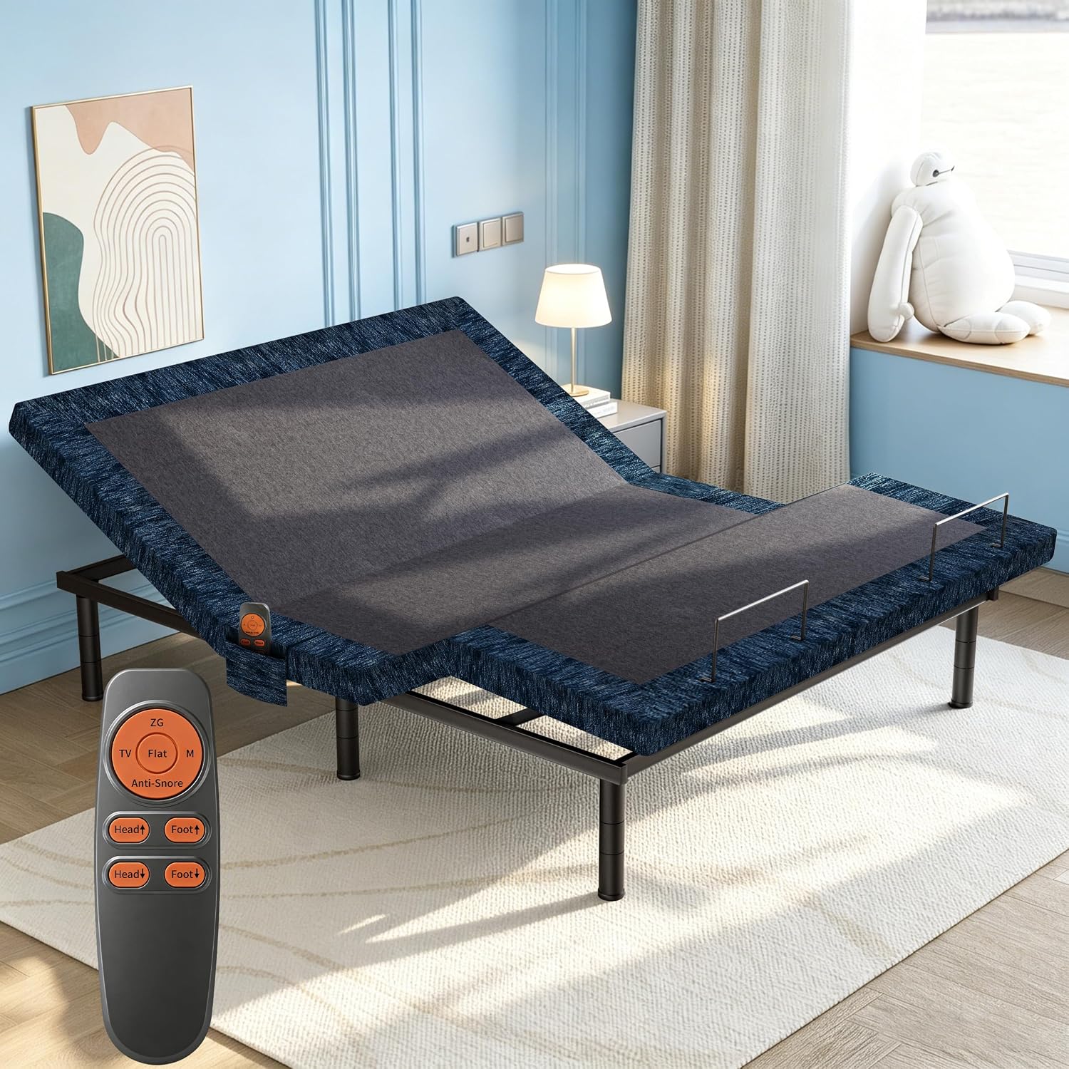 Twin XL Adjustable Bed Base Quiet Motor Zero Gravity Anti-Snore | Heavy-Duty Metal Frame,Wireless Remote, Independent Head & Foot Incline