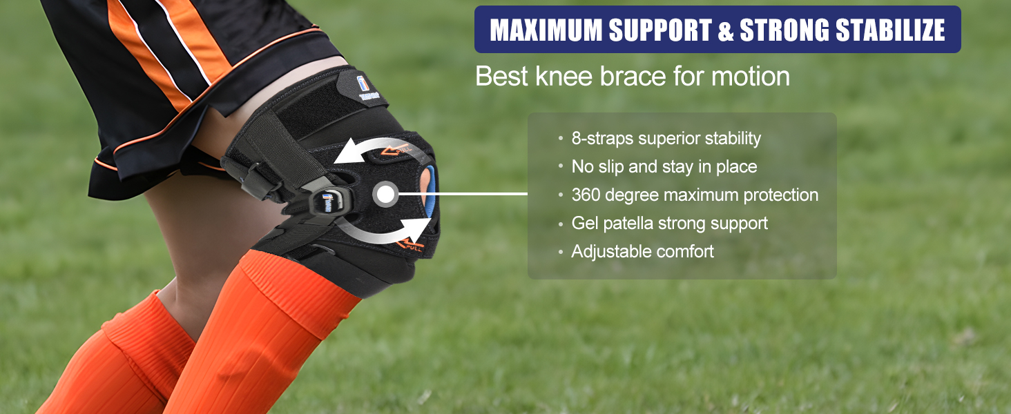 hinged knee brace with gel patella support