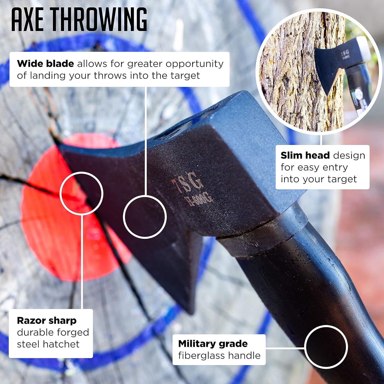 Camping Axe - Camping Hatchet with Sheath -Survival Throwing Axe - Survival Hatchets for Camping and Chopping Wood - Tactical and Survival Hatchet