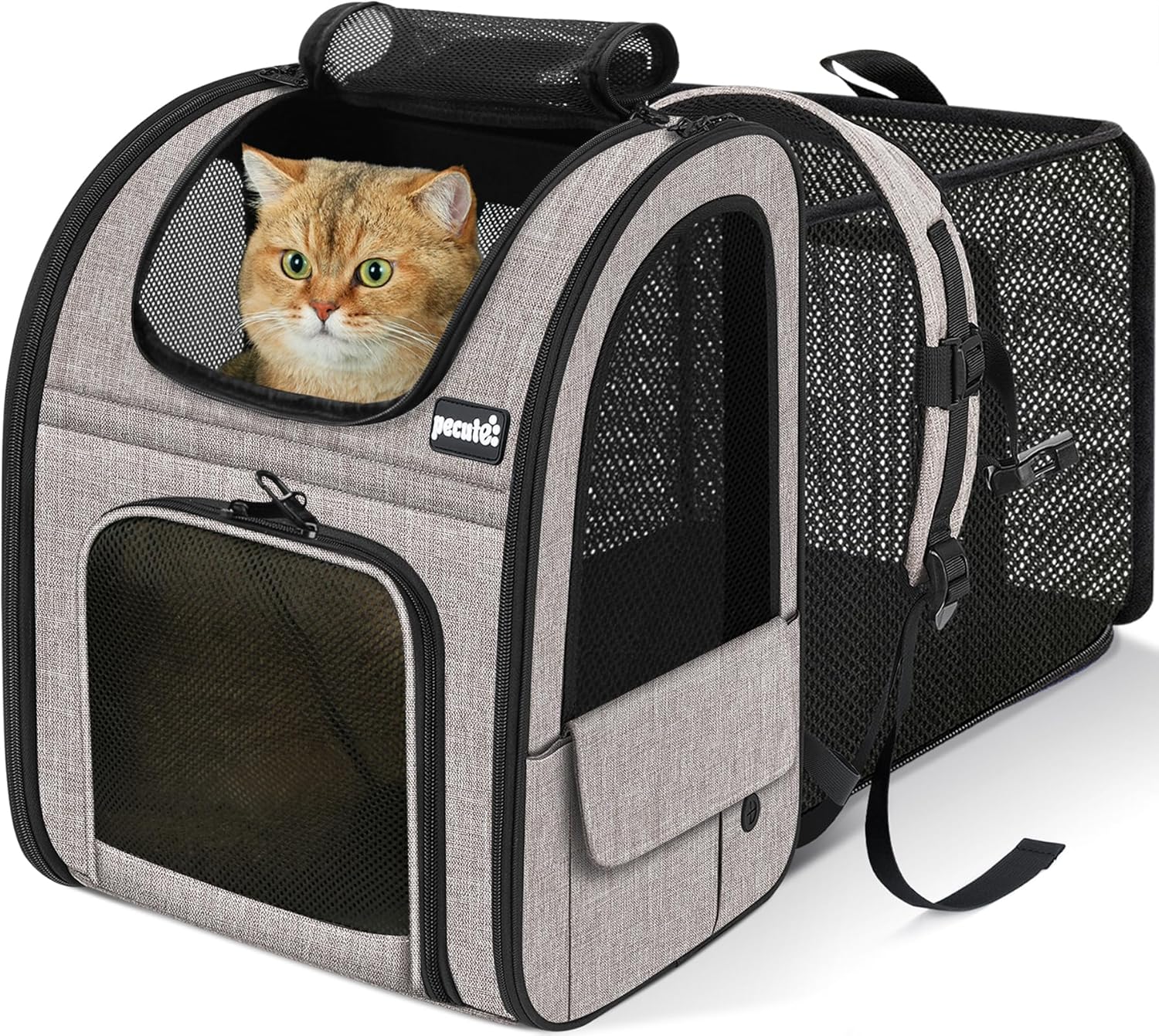 pecute Cat Backpack Expandable, Cat Carrier Backpack with Breathable Window