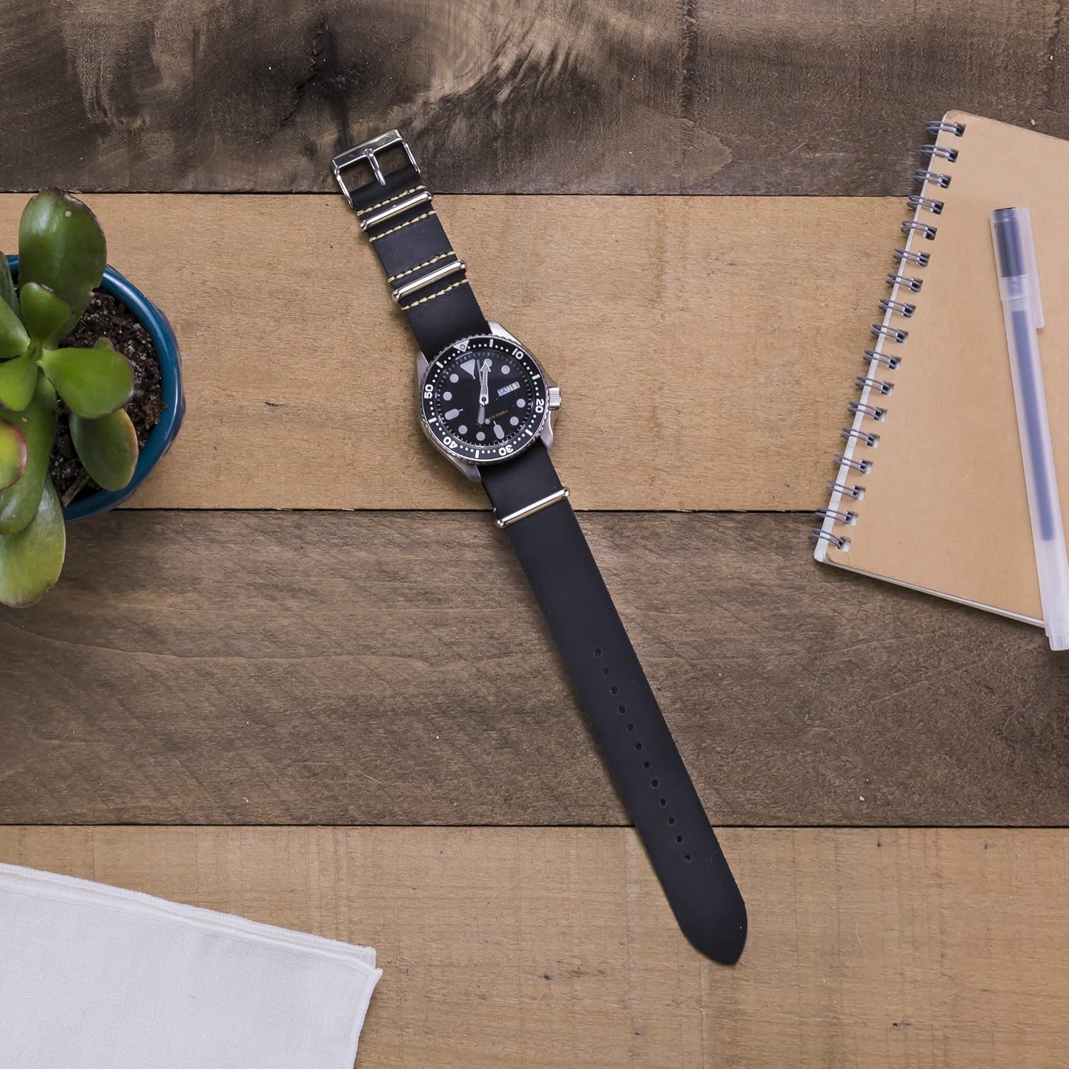 Benchmark Leather Watch Band - Crazy Horse Oiled Leather One-Piece Watch Straps for Men or Women - 18mm, 20mm, 22mm or 24mm Widths