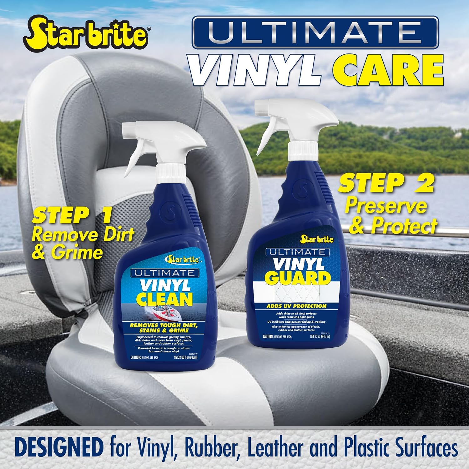 STAR BRITE Ultimate Vinyl Clean Multi-Surface Cleaner | Spray away the toughest dirt, grime, and greasy stains from vinyl, plastic, rubber
