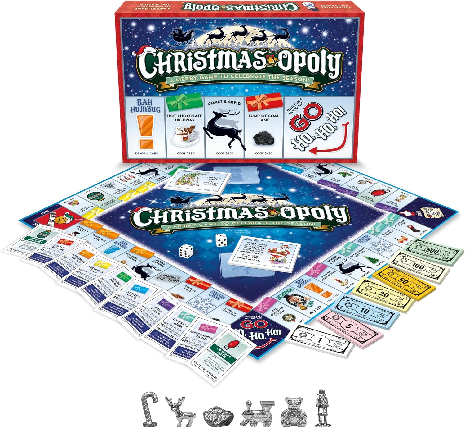 Late for the Sky Christmas-Opoly Board Game - Family Holiday Party Game for 2-6 Players, Ages 8+, Festive Collect-and-Trade Play