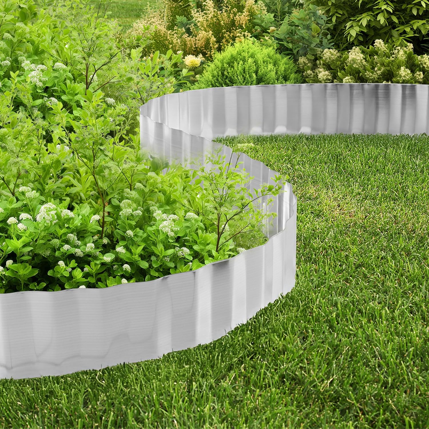 Metal Edging for Landscaping - 6.25in x 16.5ft Flexible Corrugated Galvanized Steel Landscape Edging - Garden Edge Border for DIY Flower Beds Tree