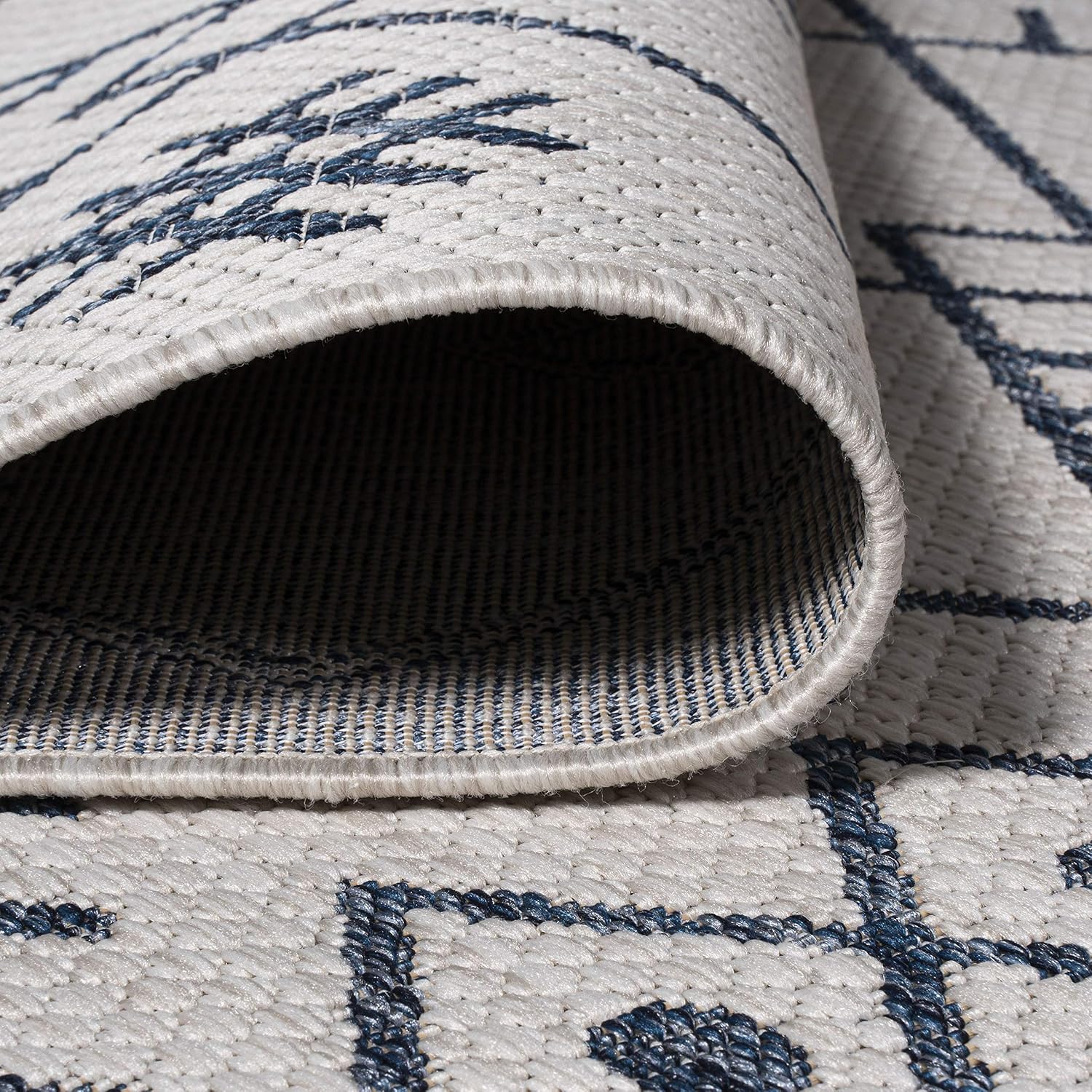 JONATHAN Y Boho Moroccan Indoor Outdoor Area Rug 3X5 Ivory/Navy, Casual for Backyard, Patio, Porch, Easy-Cleaning, High Traffic, Pet-Friendly