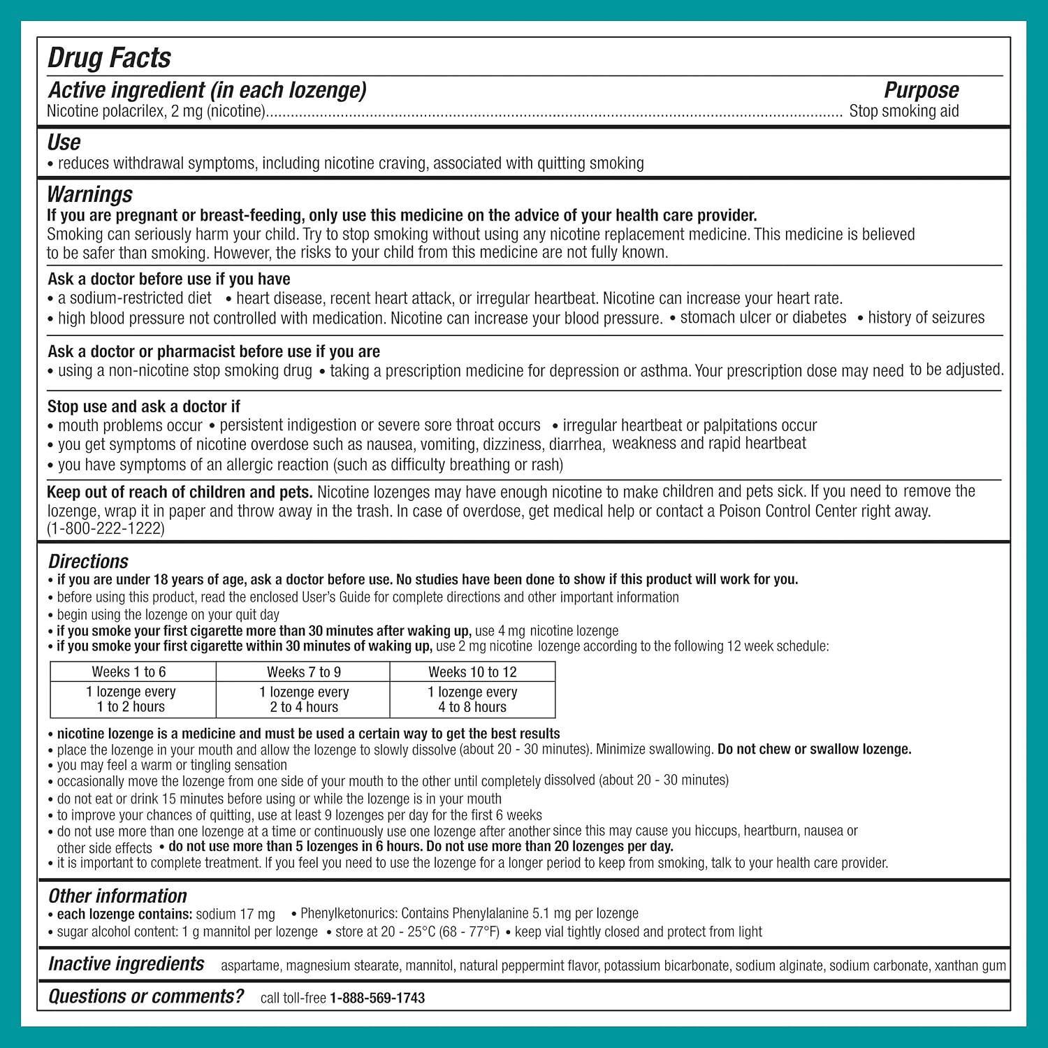 Nicorette Lozenge- Nicotine mint Lozenges to Stop Smoking, 2 mg, Mint Flavor - 144 ct- 2mg Count
