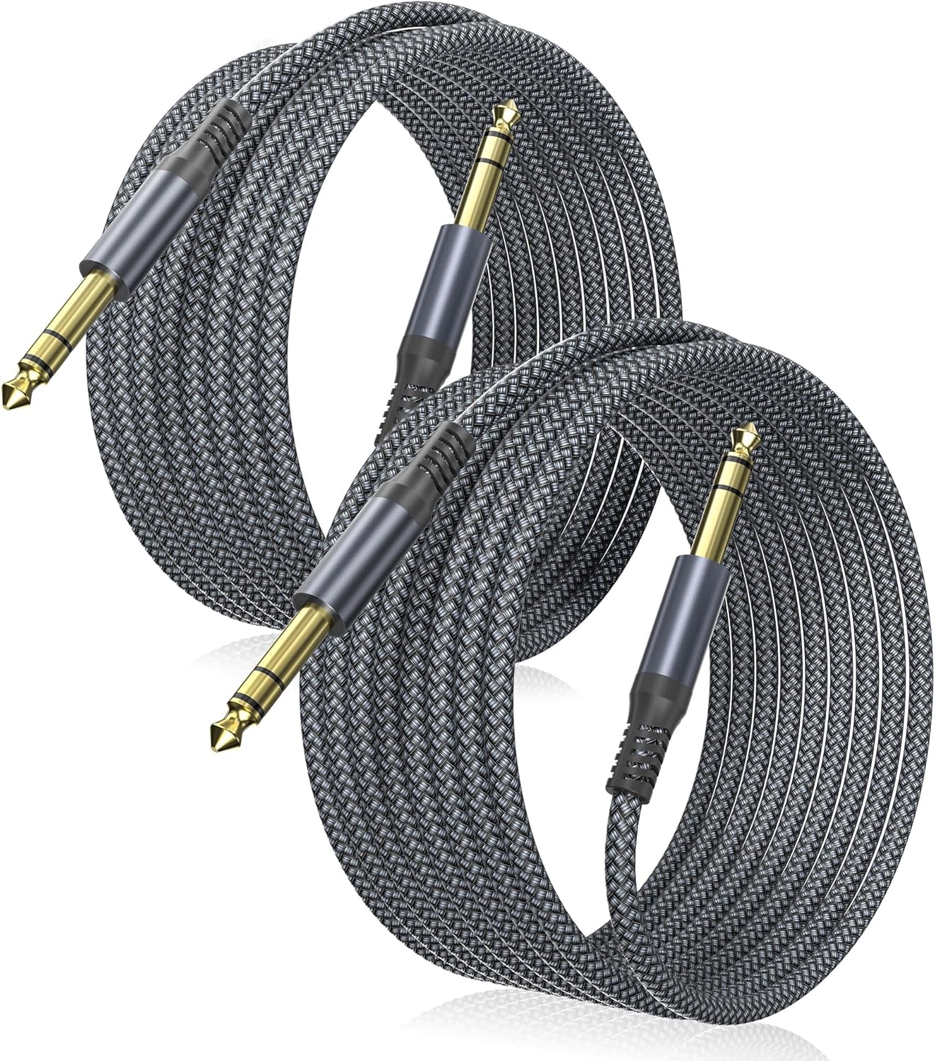 Elebase 1/4 Inch TRS Instrument Cable 10FT 2Pack,6.35mm Male Guitar Cord 3M
