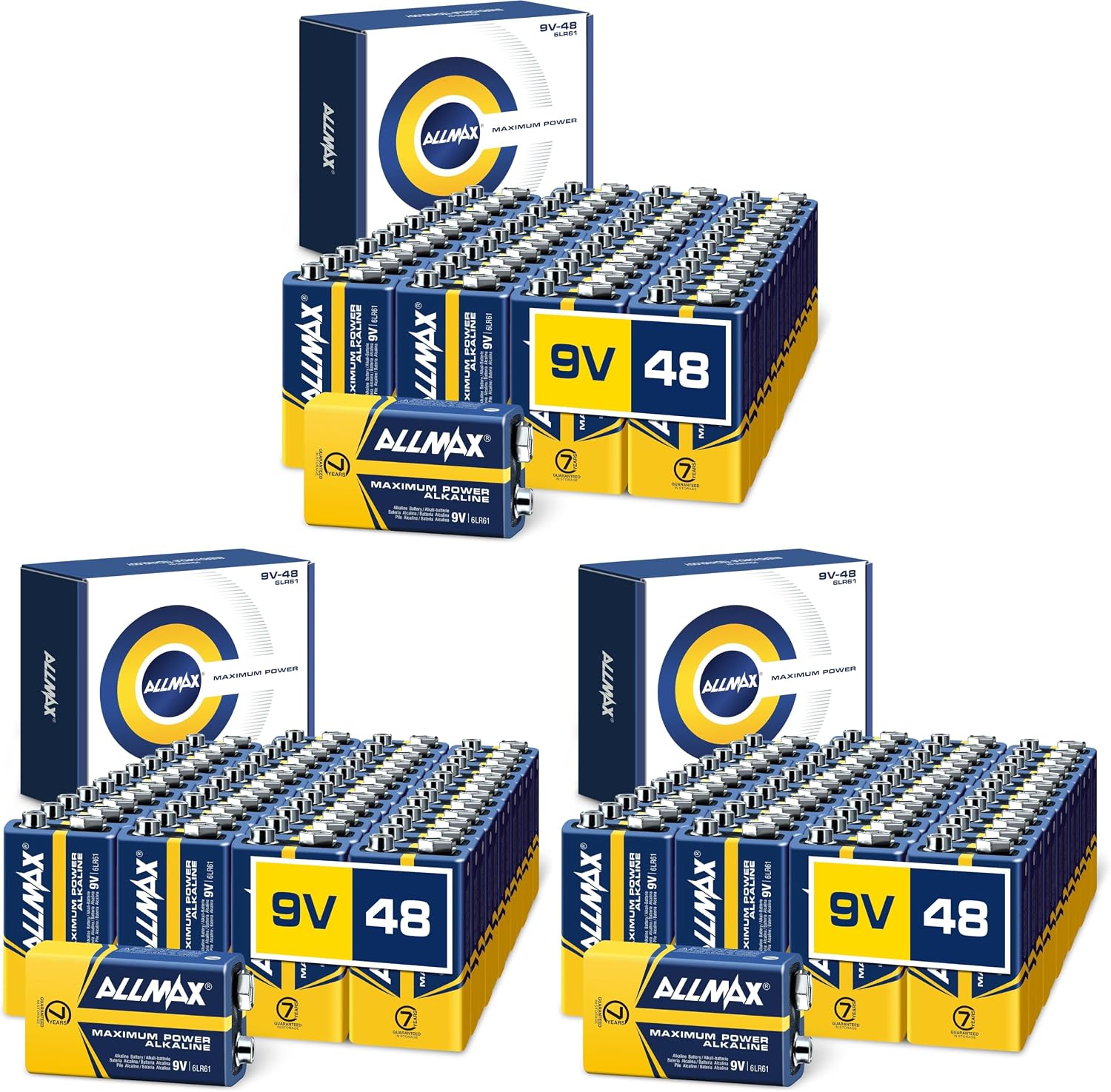 Allmax 9V Maximum Power Alkaline Batteries (48 Count) – 9 Volt