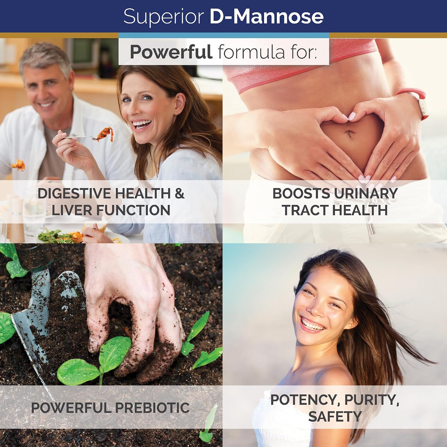 Superior Labs D-Mannose 500 mg, Pure Non-GMO Optimal Absorption Prebiotic, Urinary Tract, Bladder & Kidney UTI Support, Digestive & Liver Health Aid