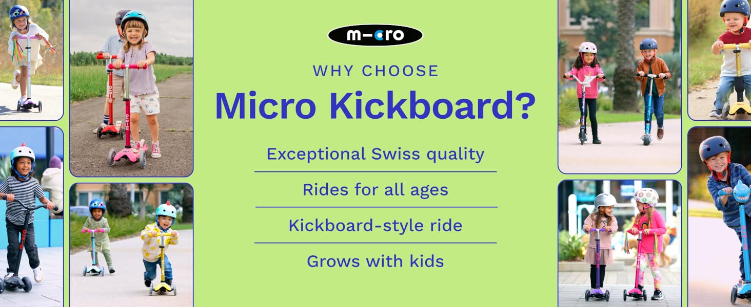Exceptional Swiss quality, rides for all ages, kickboard-style rides, grows with kids