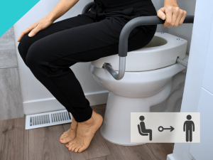 female standing up using the padded handles