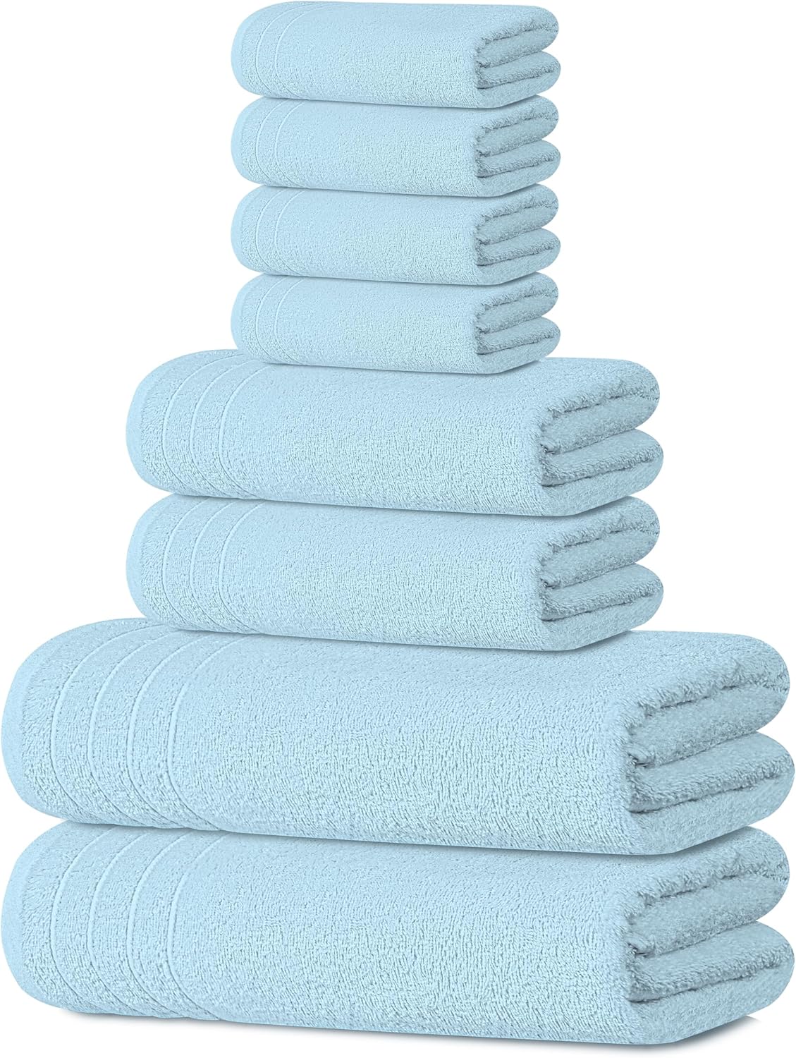 Tens Towels 8 Piece Towel Set, 2 XL Bath, 2 Hand, 4 Washcloth, Dark Grey