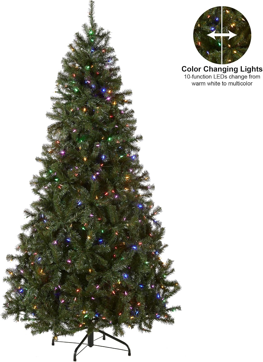 National Tree Company 7.5ft Pre-Lit North Valley Spruce Christmas Tree | 550 LED Lights, 1, 346 Tips, 10 Light Functions, Foot Pedal, Includes Stand