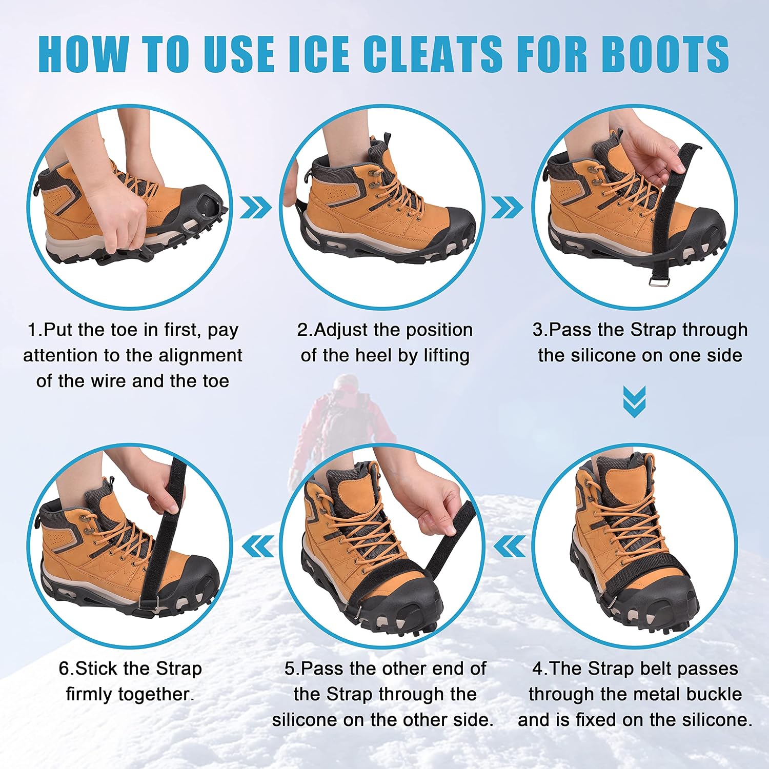 Ice Snow Traction Cleats for Shoes and Boots Non-Slip Crampon Snow Cleats for Winter Walking on Snow and Ice Boots Cleats for Men Women Walking