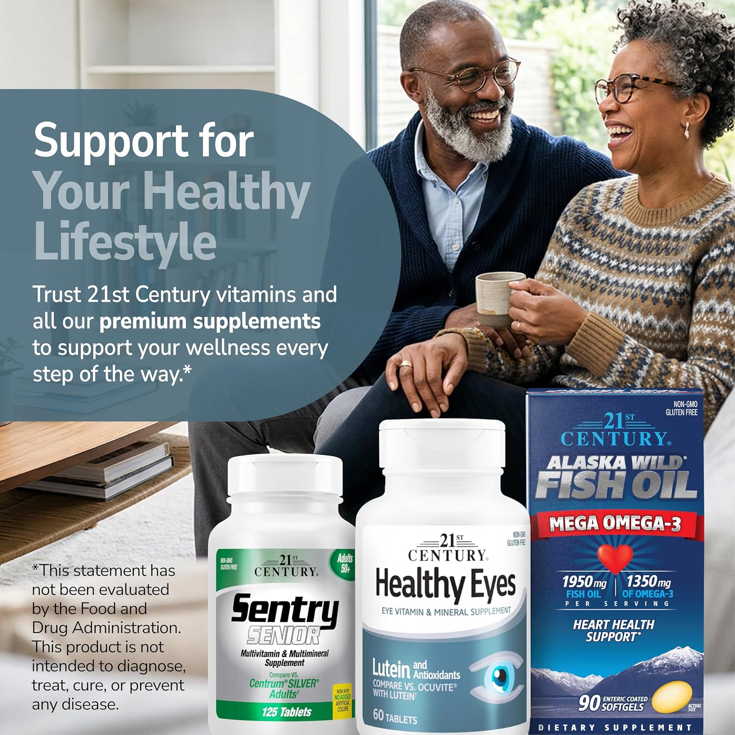 21st Century Healthy Eyes with Lutein Vision Support Tablets, 60 Count | Eye Vitamin with Lutein Plus Antioxidants A, Compare VS. Ocuvite® with Lutein, C, E, Zinc, Vision & Eye Health Support