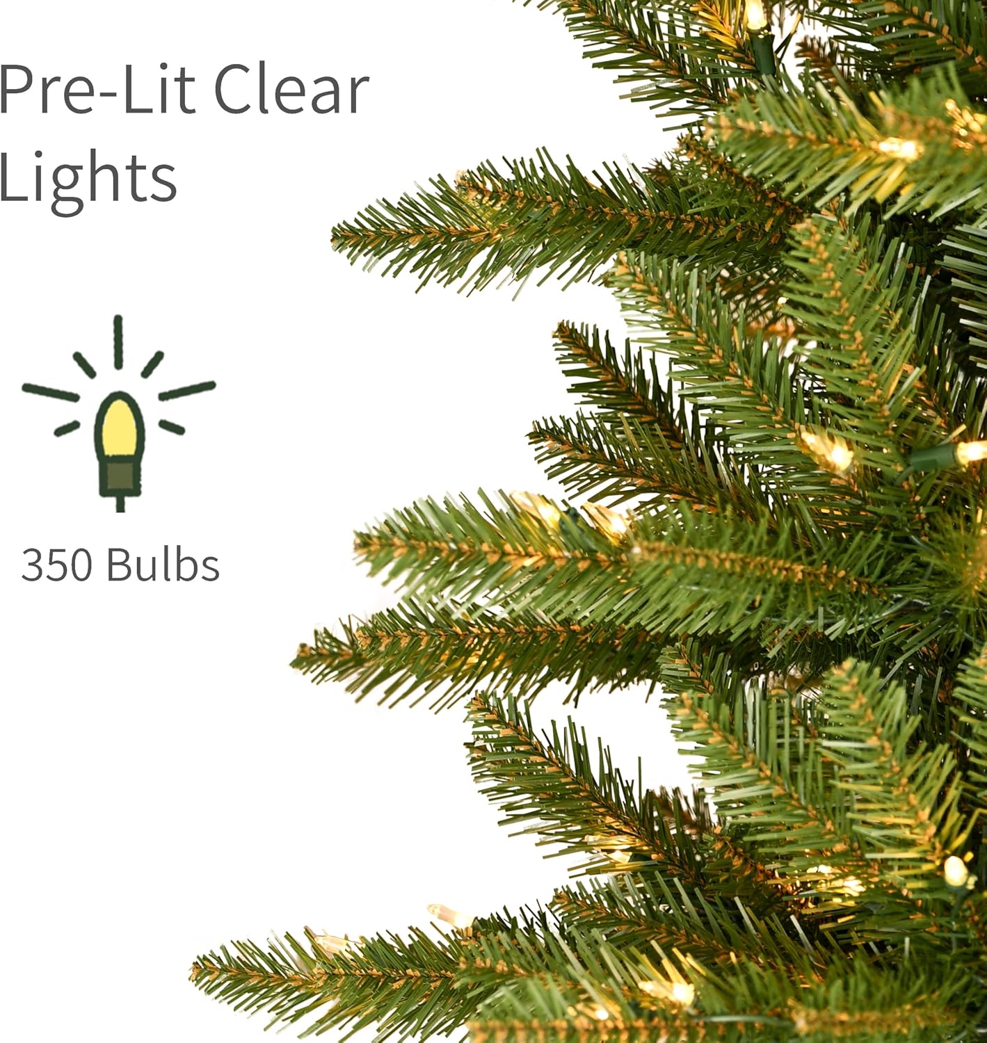 Puleo International 7.5ft Pre-Lit Slim Fraser Christmas Tree with 500 Warm White LED Lights, 1453 Realistic Dense Branch Tips, Easy Setup Artificial Trees with Sturdy Metal Stand