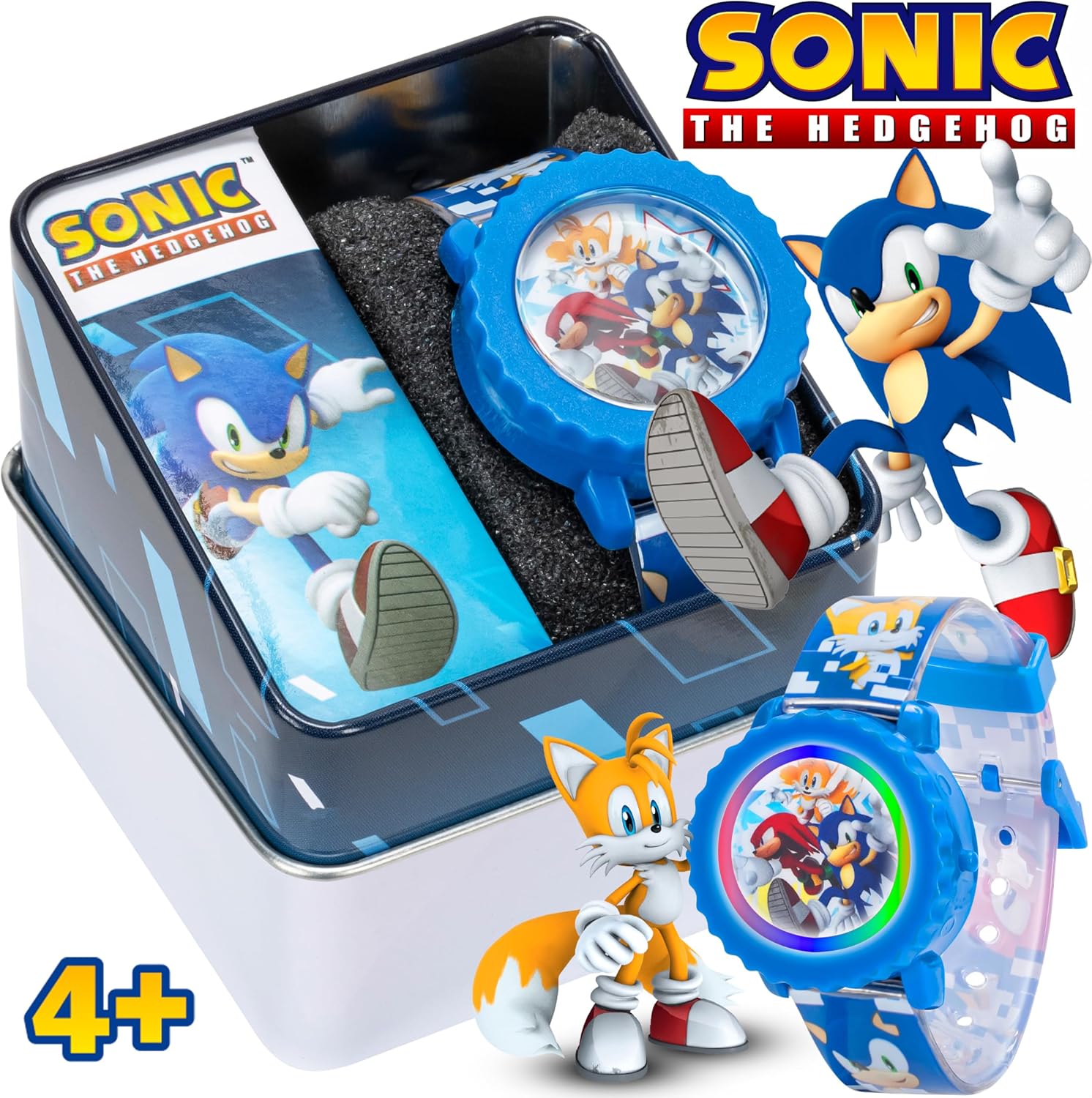 Sonic The Hedgehog Kids Digital Watch – Flashing LED Light-Up Display, Easy-to-Read Time, Adjustable Strap