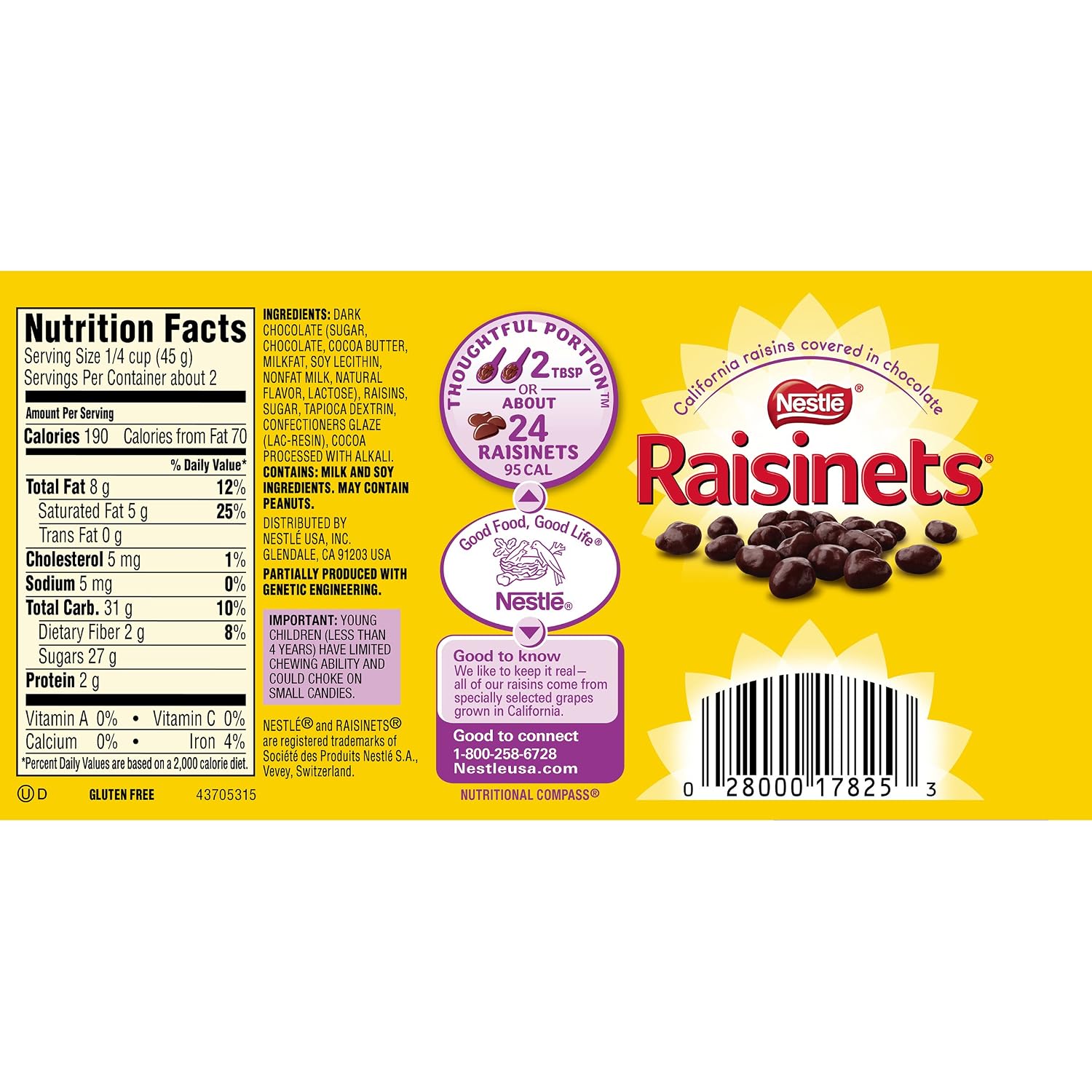 Nestle Raisinets Dark Chocolate On the Go Concession Box, 3.5-Ounce Boxes (Pack of 18)
