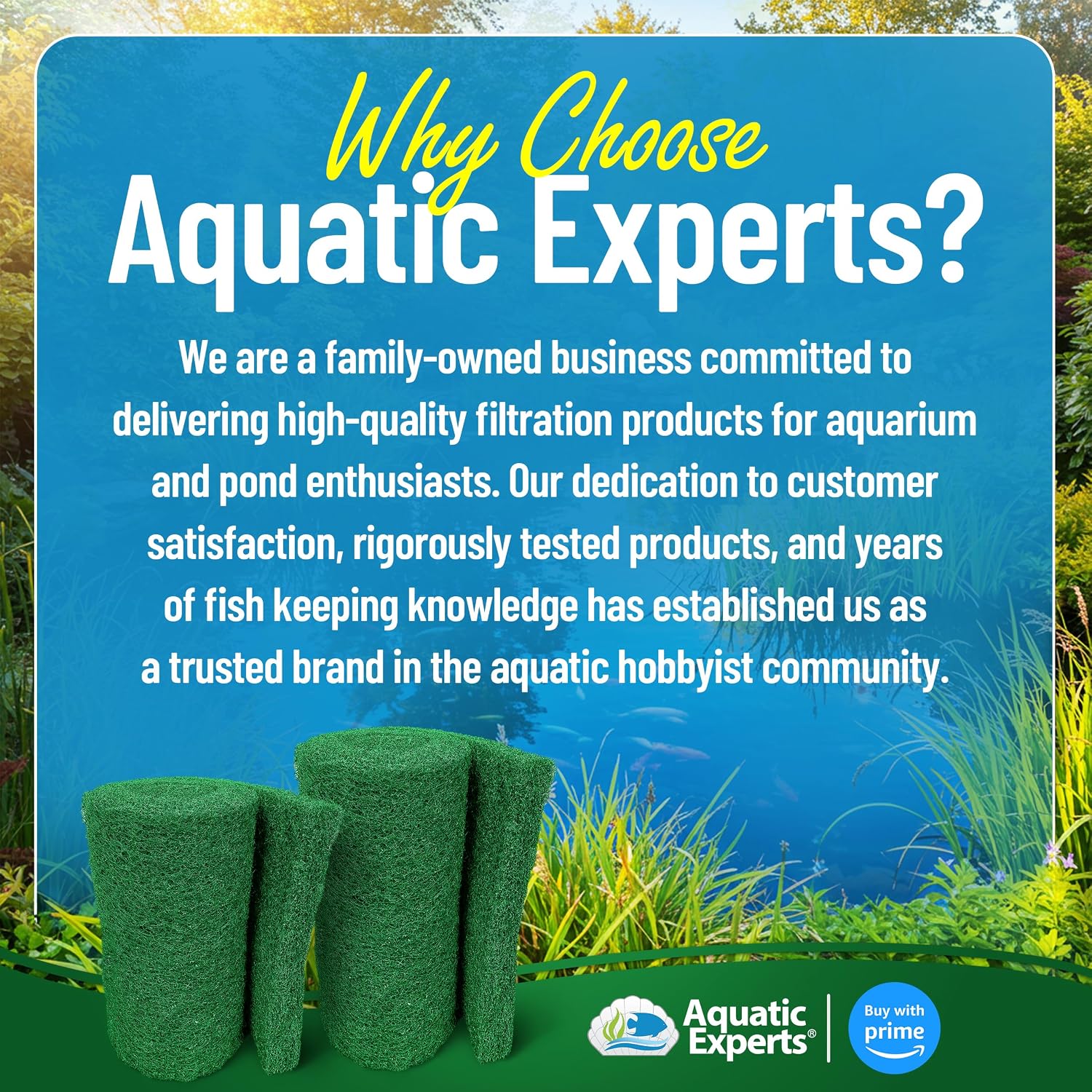 Aquatic Experts Cream COARSE Pond Filter Pad - 2 inch Thick - Bulk Roll Water Garden Filter Pond Media - Made in USA, (12" x 36")
