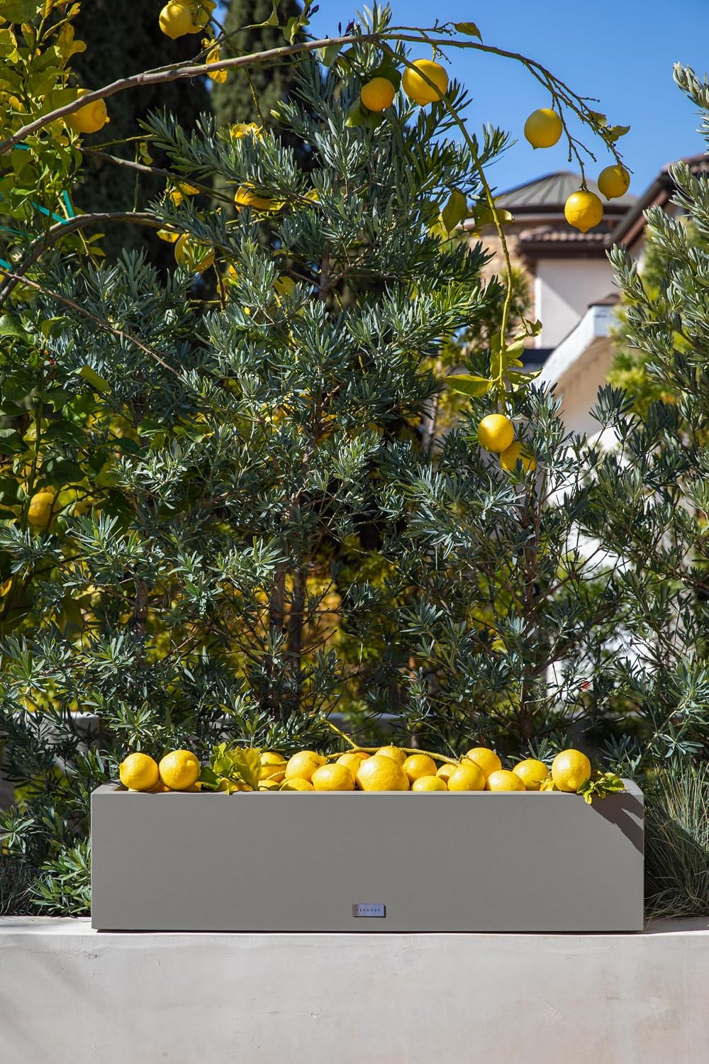 Veradek Block Series Trough Planter - Rectangular Outdoor Window Box | Made From Durable Plastic With Double-Walled Construction. Modern Patio/Tabletop Décor for Plants and Flowers