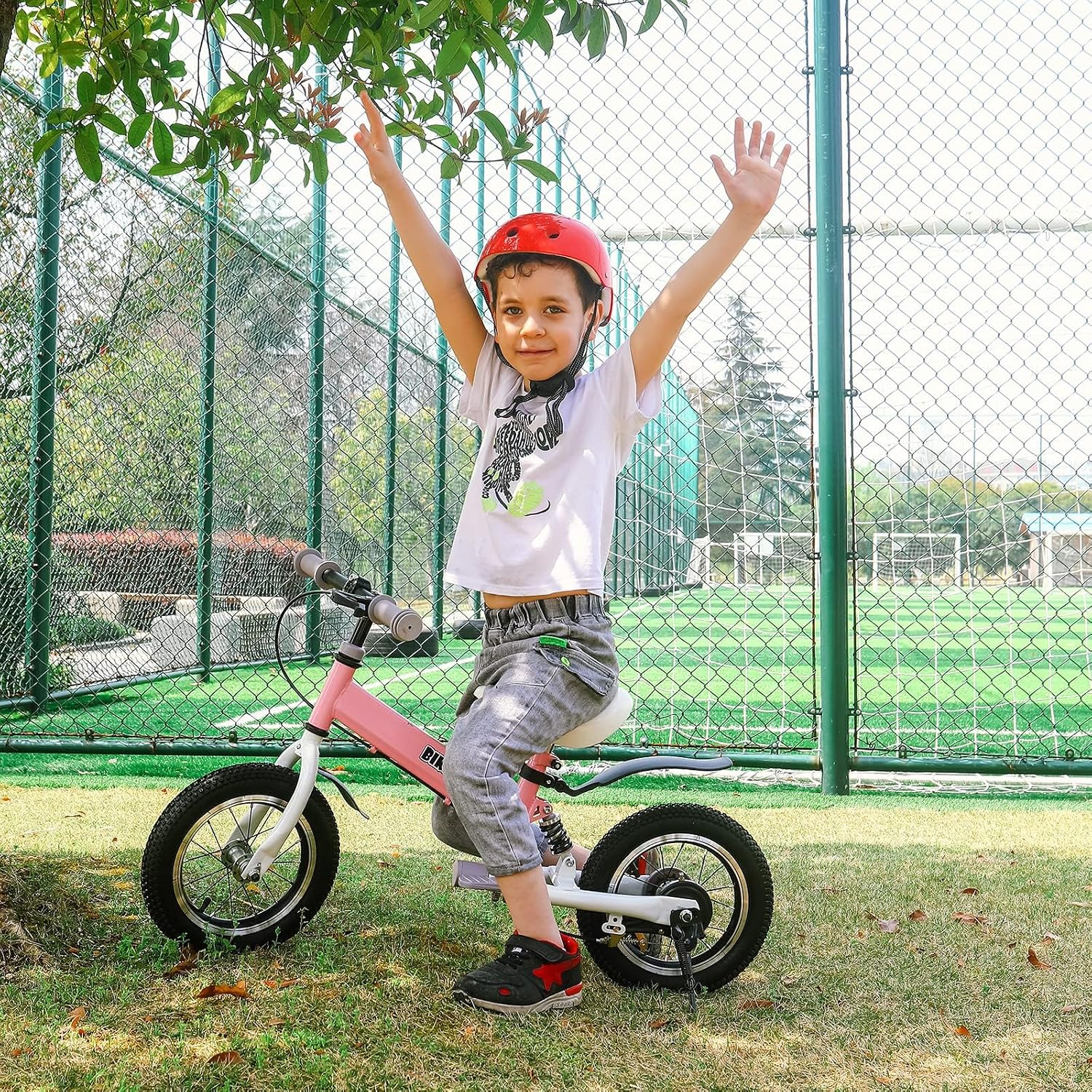 Balance Bike 2 in 1,The Dual Use of a Kids Balance Bike and Kids Bike,12 14 Inches for 2-6 Years Old,with Shock Absorbers, Fenders, Pedals, Auxiliary Wheels