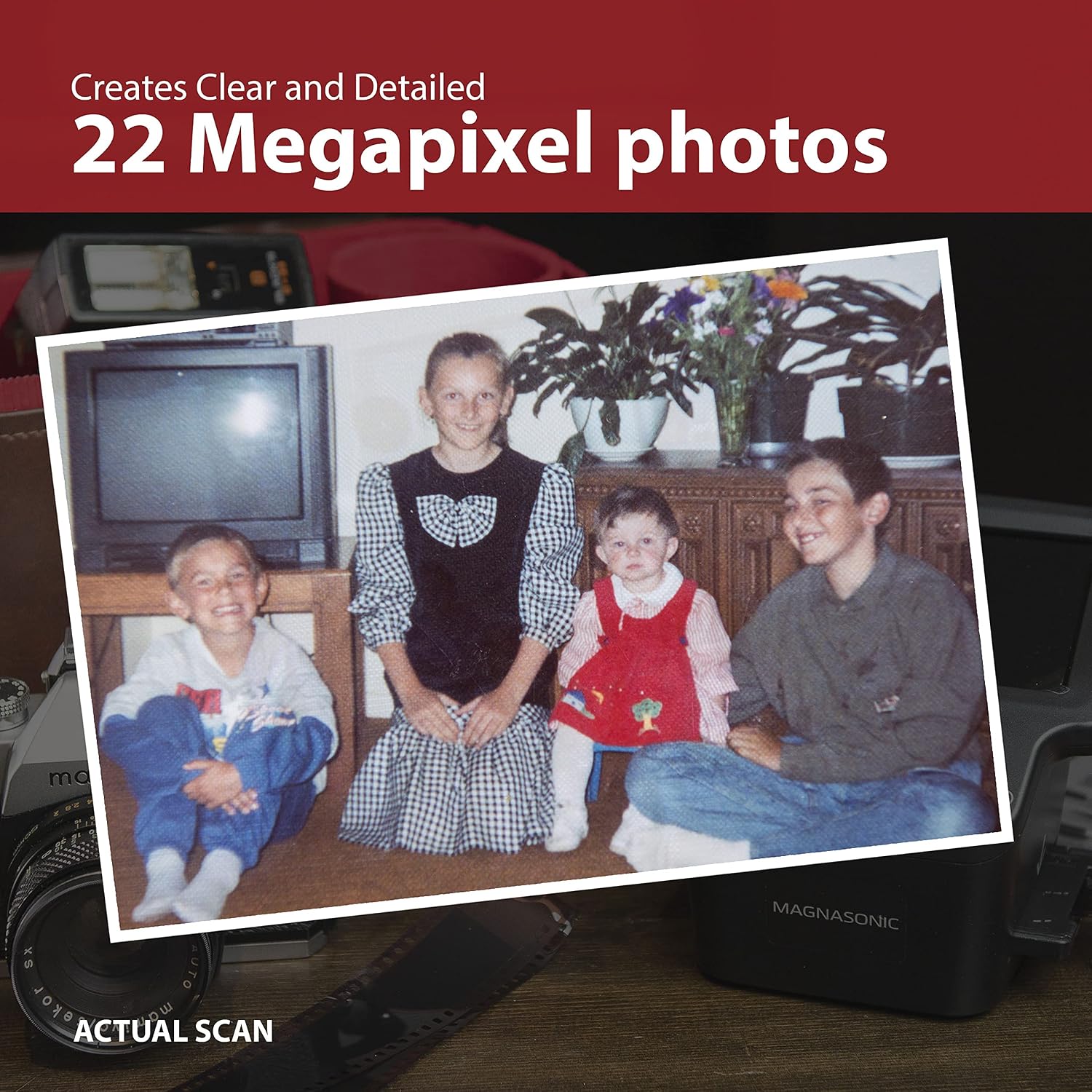 Magnasonic All-in-One 24MP Film Scanner with Large 5" Display & HDMI, Converts 35mm/126/110/Super 8 Film & 135/126/110 Slides into Digital Photos