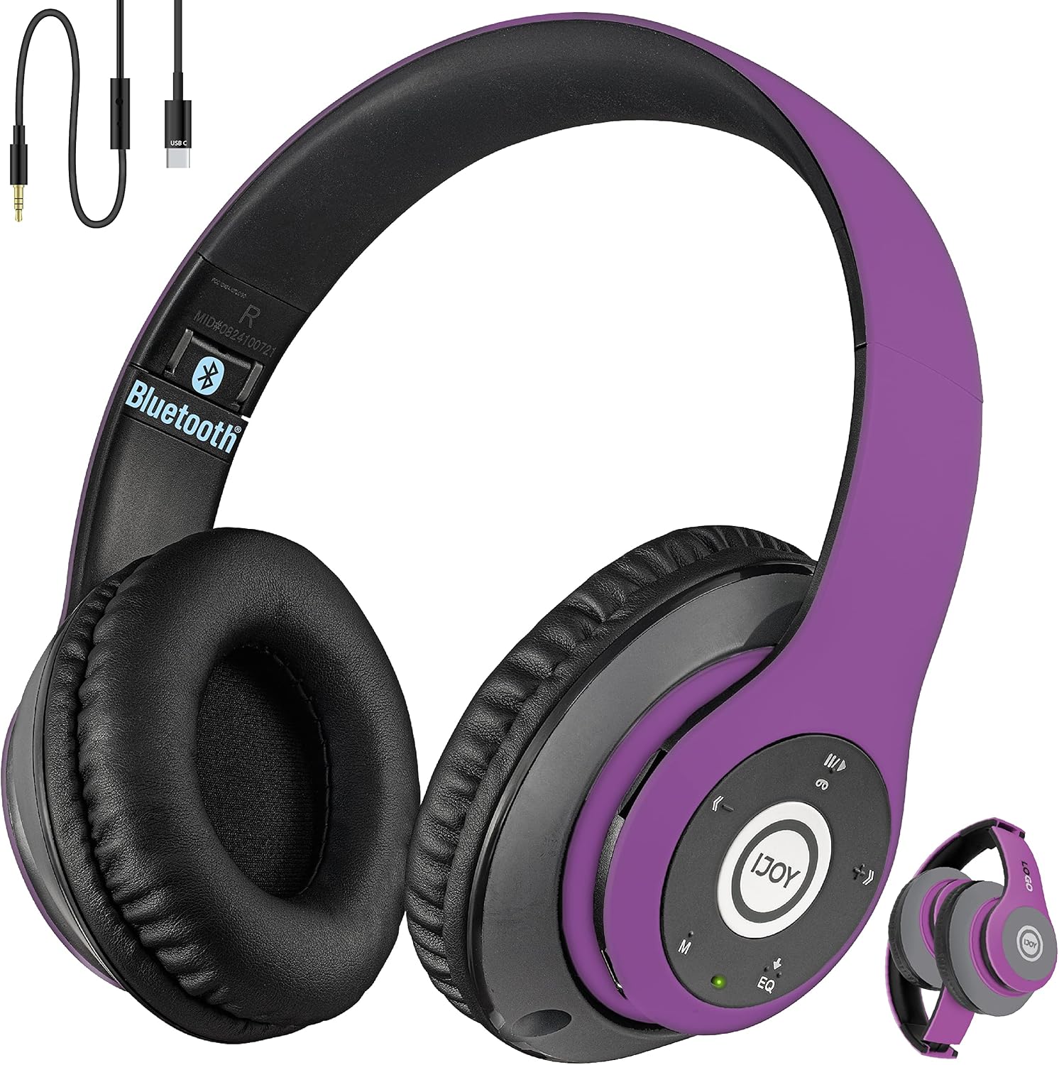 iJoy Bluetooth Headphones Over Ear, Wireless and Wired Foldable Headset Built-in Microphone - (Stealth) Adults Kids Men Women - Audifonos Auriculares Inalambricos