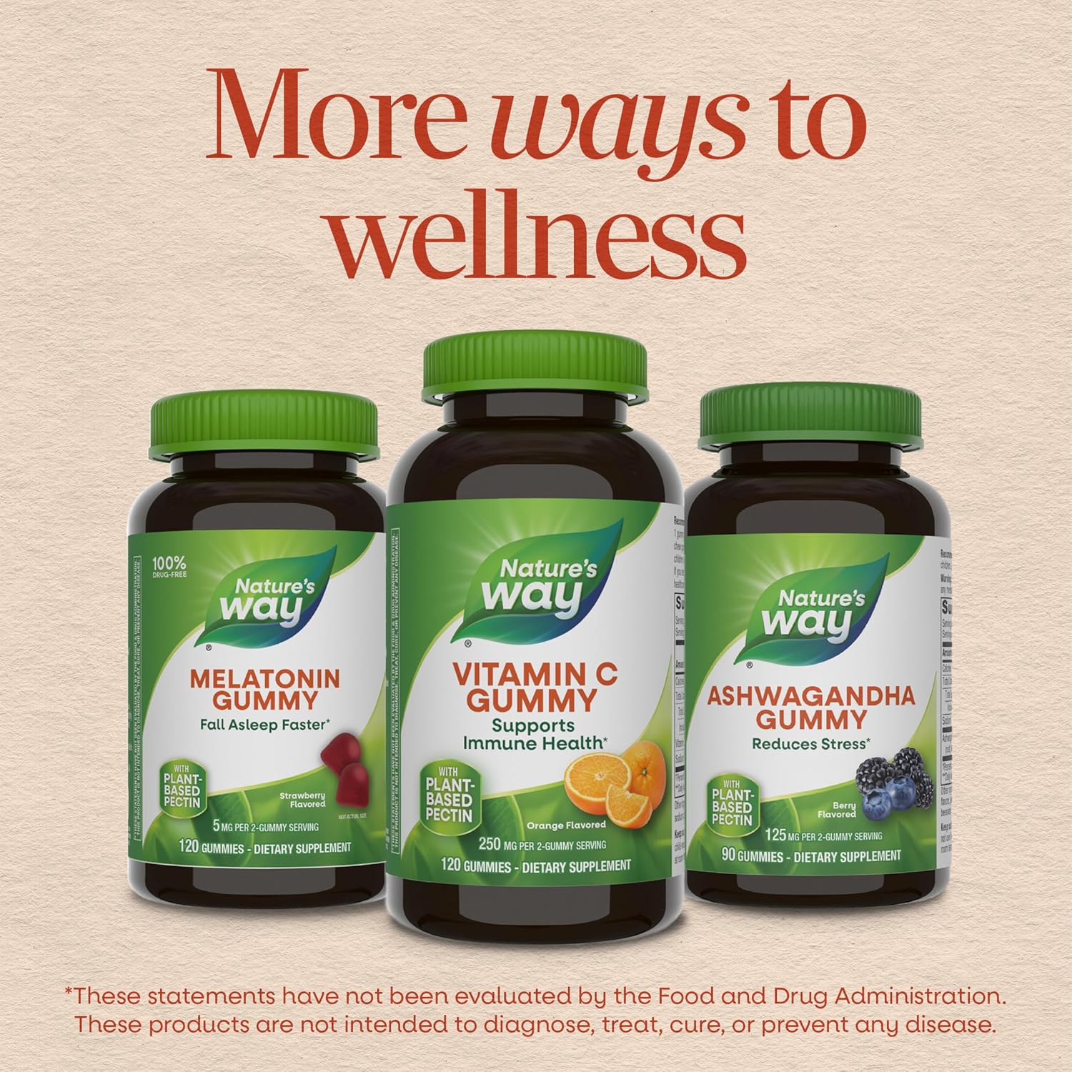 Nature's Way Vitamin C Gummies, 250 mg per Serving, Orange, 120 ct
