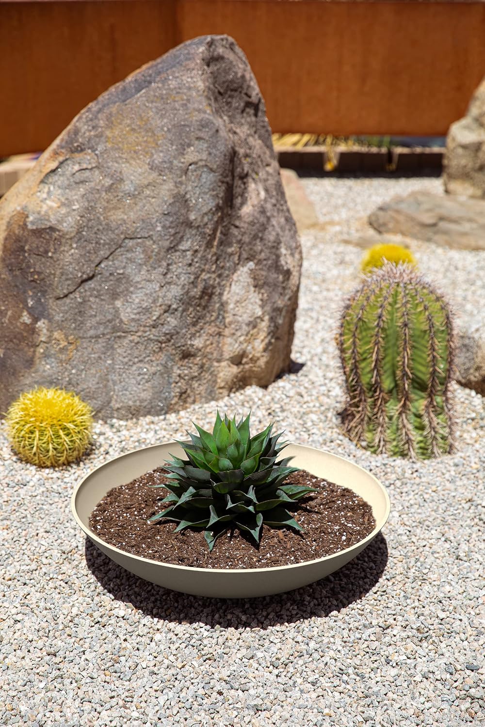 Veradek Mason Series Lane Bowl - Large Outdoor Bowl Planter | Made From a Durable Plastic-Stone Composite With Pre-Drilled Drainage Holes. Modern Patio/Tabletop Décor